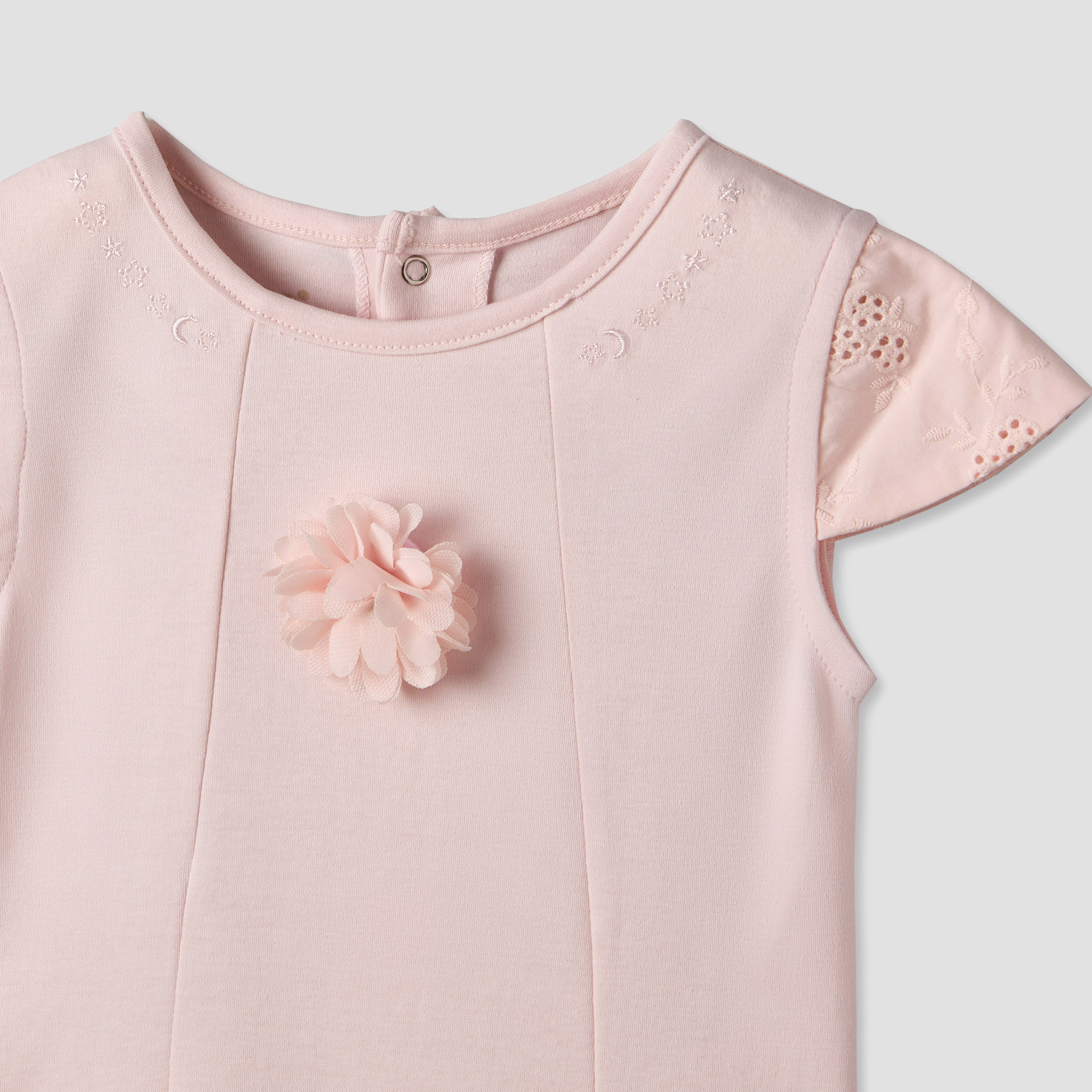 Giggles Round Neck Short Sleeves Romper with Embroidered Ruffles-baby-girls-clothing-rompers-image-4