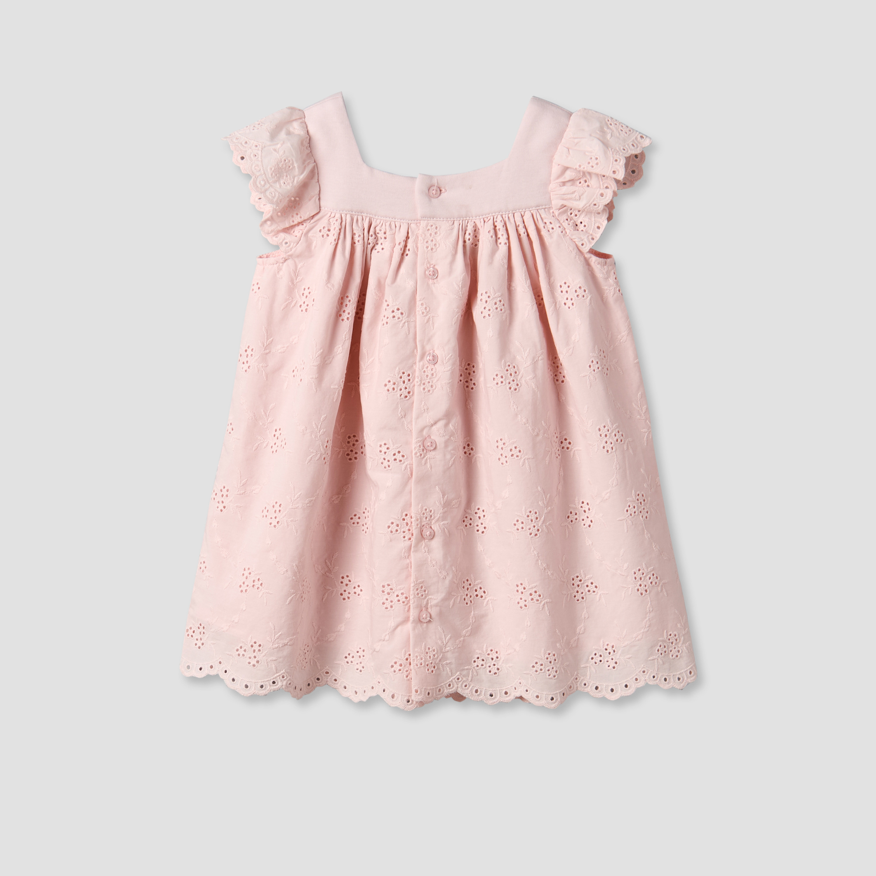 Giggles Square Neck Short Sleeve Dress with Embroidery-baby-girls-clothing-dressesandjumpsuits-image-3