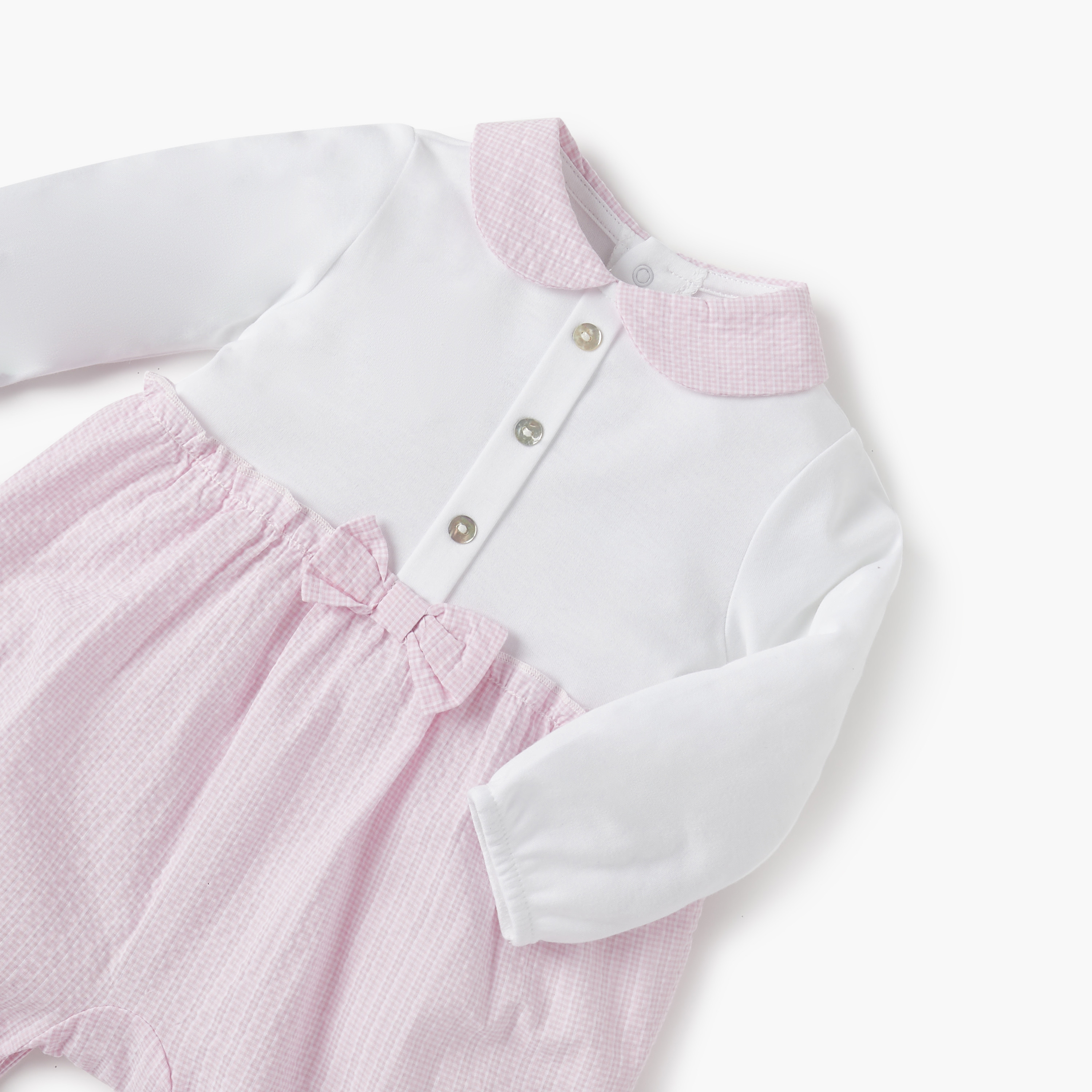Giggles Bow Accent Sleepsuit with Collar and Long Sleeves-baby-girls-clothing-nightwear-sleepsuits-image-3