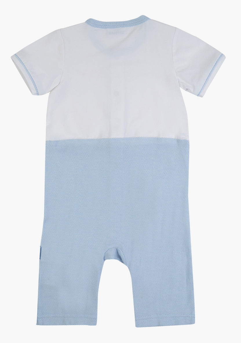 Giggles Panelled Romper with Short Sleeves and Snap Button Closure-Rompers%2C Dungarees and Jumpsuits-image-1