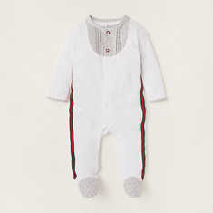 Giggles Panelled Closed Feet Sleepsuit with Tape Detail