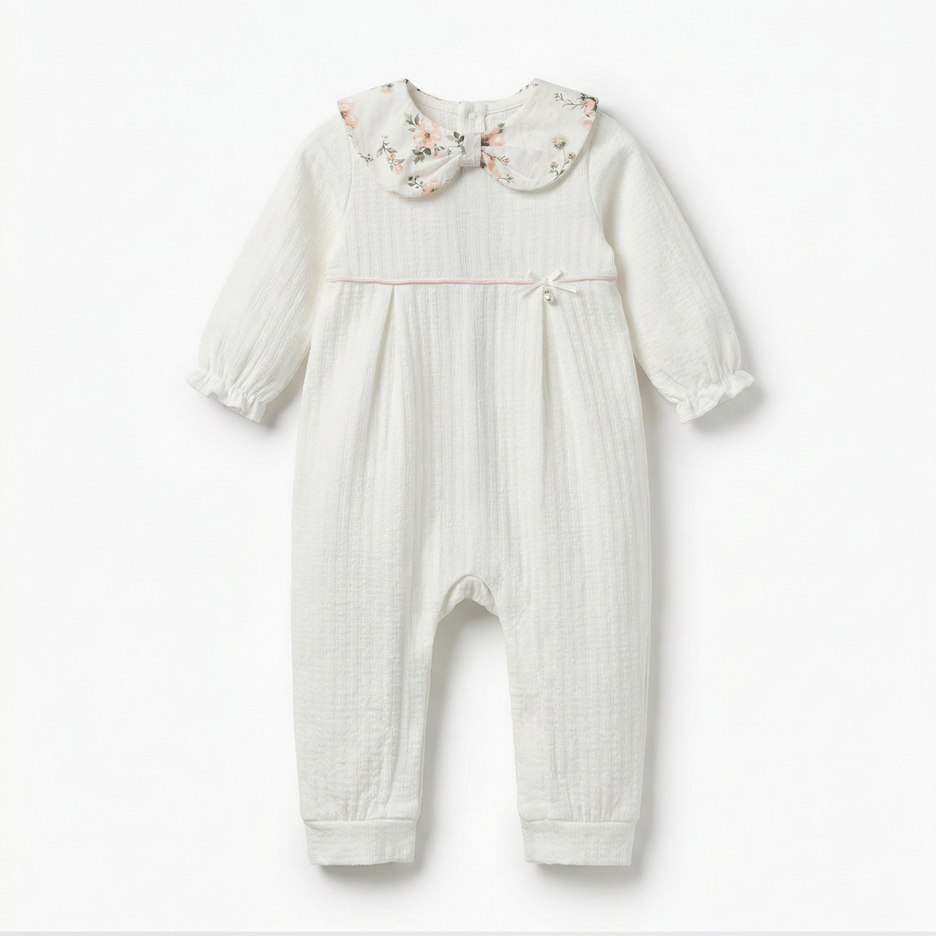 Giggles Cotton Peter Pan Collar Long Sleeves Sleepsuit with Floral Print-baby-girls-clothing-nightwear-sleepsuits-image-1