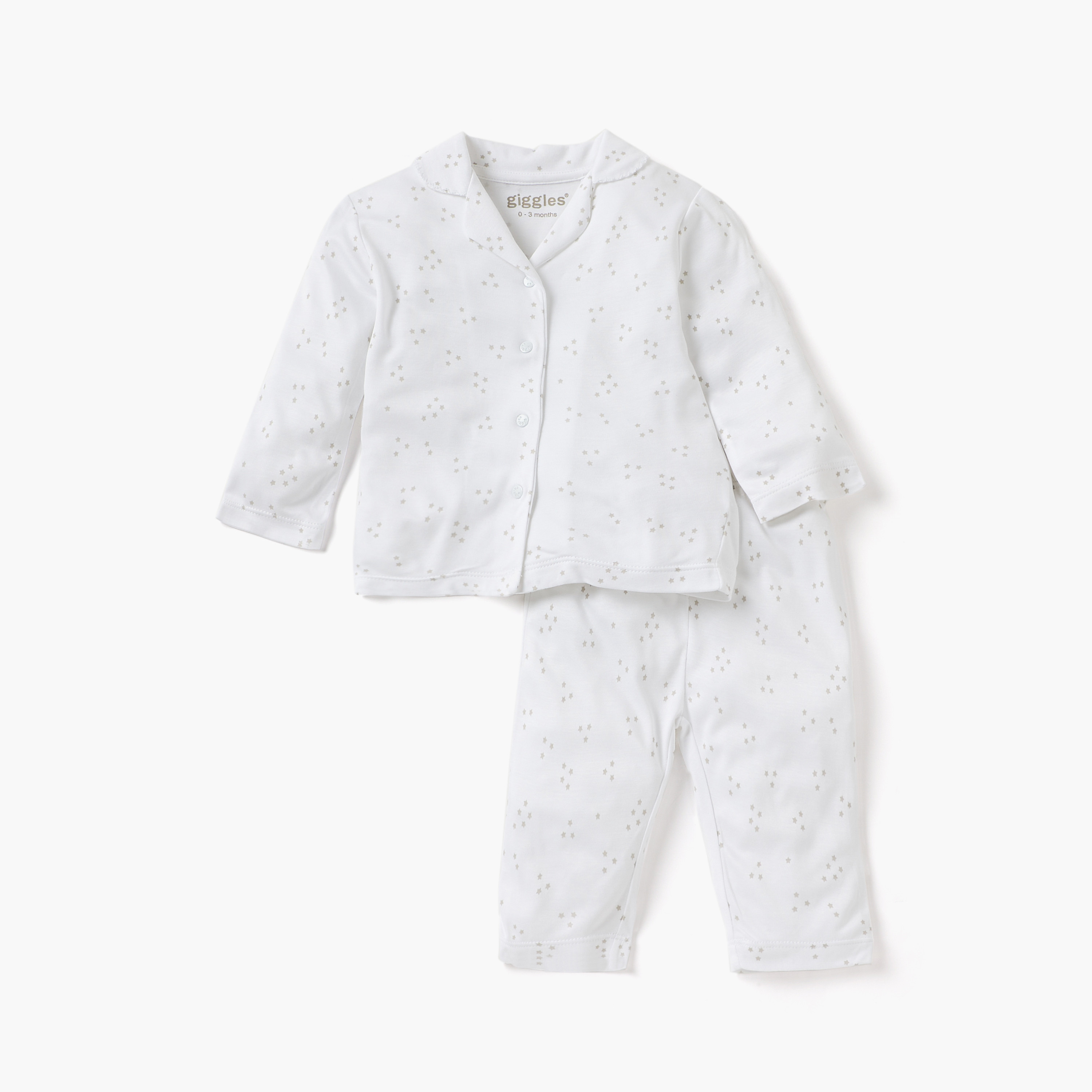 Giggles Star Print Shirt and Pyjama Set-baby-boys-clothing-nightwear-pyjamasets-image-1