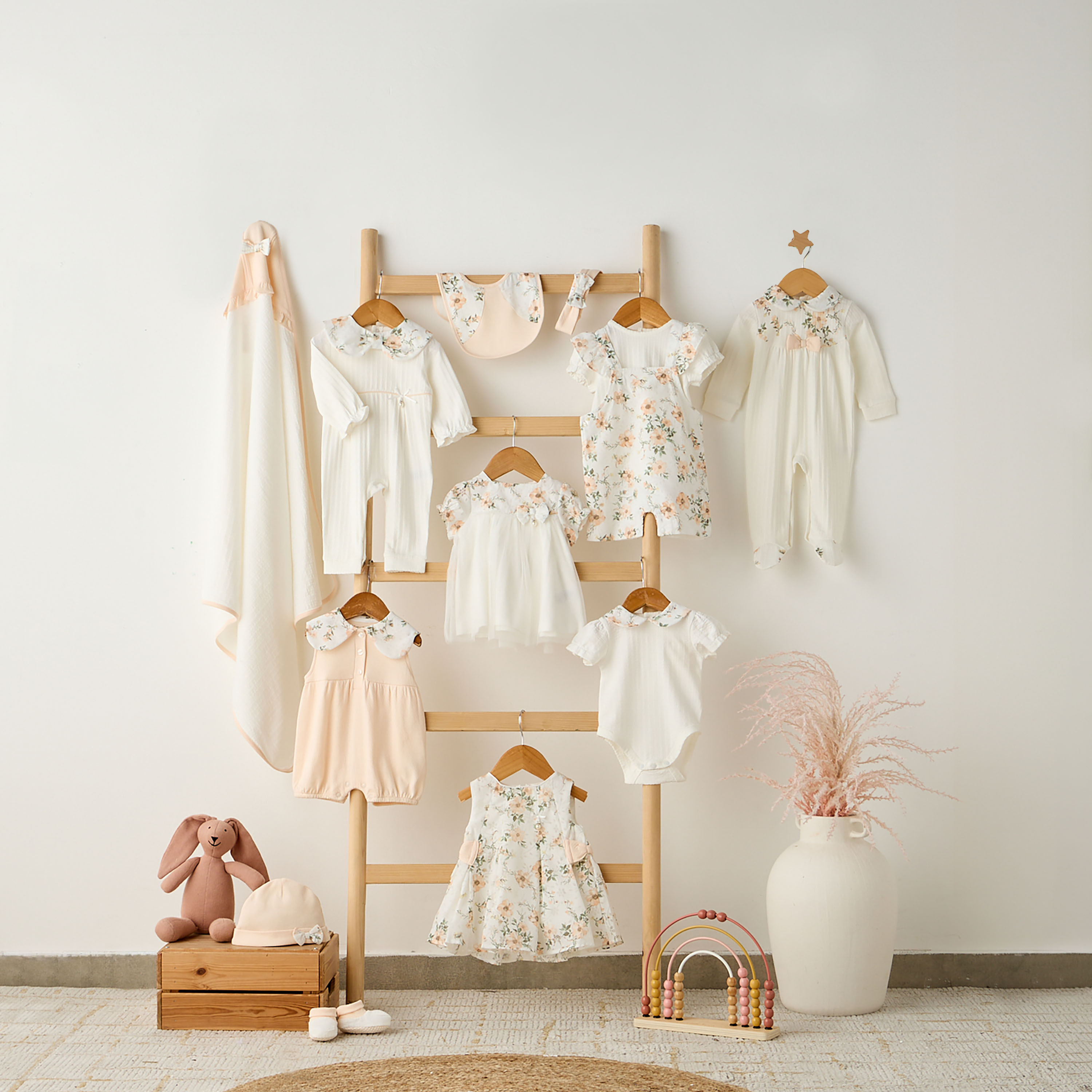 Giggles Round Neck Short Sleeves T-shirt and Dungaree Set with Floral Print-baby-girls-clothing-setsandcoords-image-6