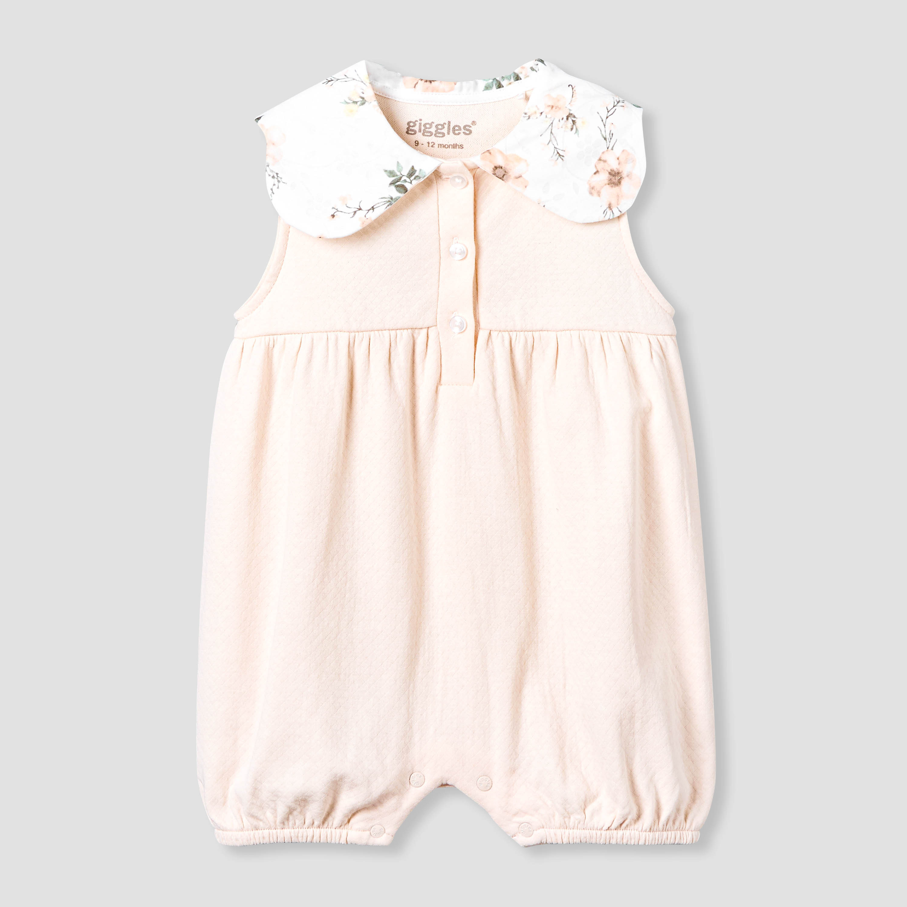 Giggles Peter Pan Collar Sleeveless Romper with Floral Print-baby-girls-clothing-rompers-image-1