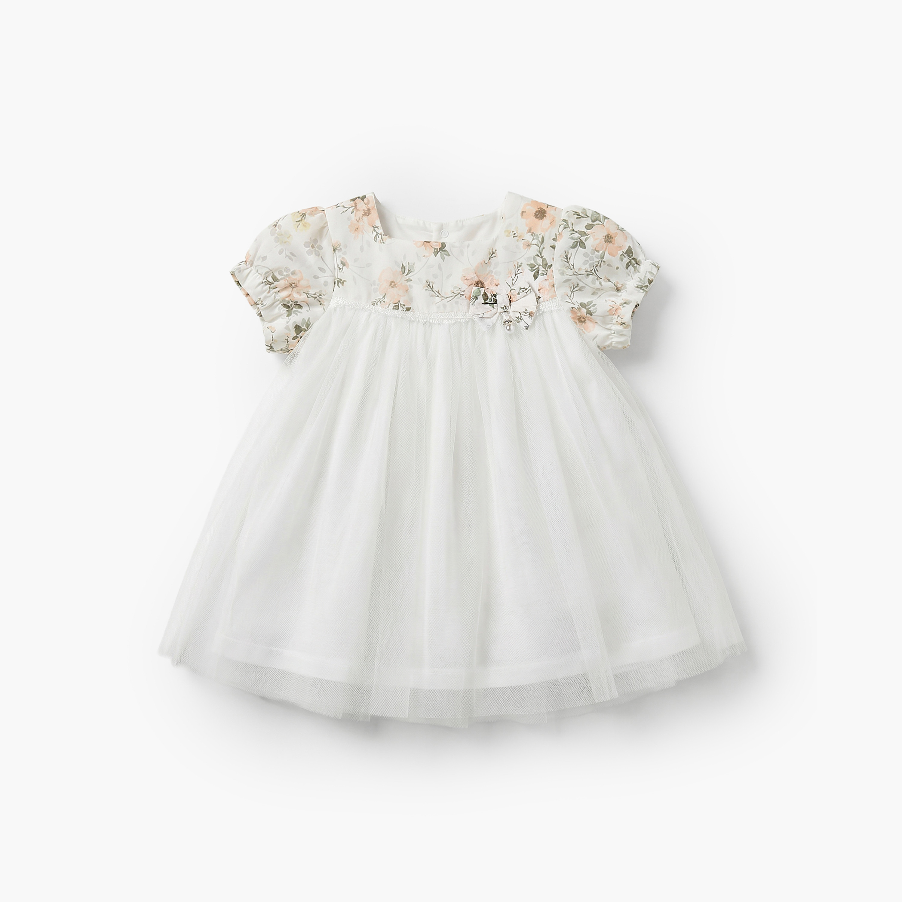 Giggles Square Neck Short Sleeves A-line Dress with Floral Print-baby-girls-clothing-dressesandjumpsuits-image-1