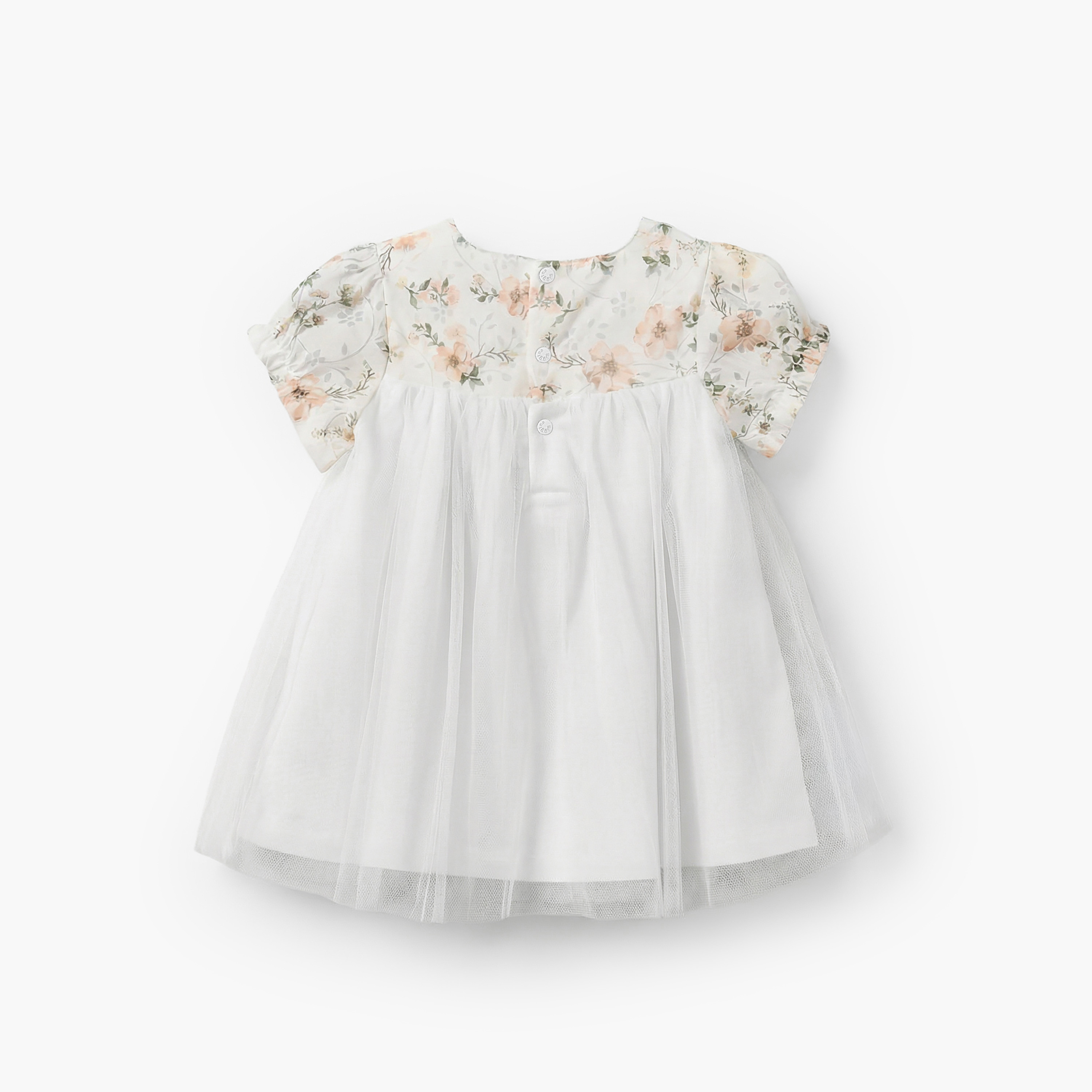 Giggles Square Neck Short Sleeves A-line Dress with Floral Print-baby-girls-clothing-dressesandjumpsuits-image-2