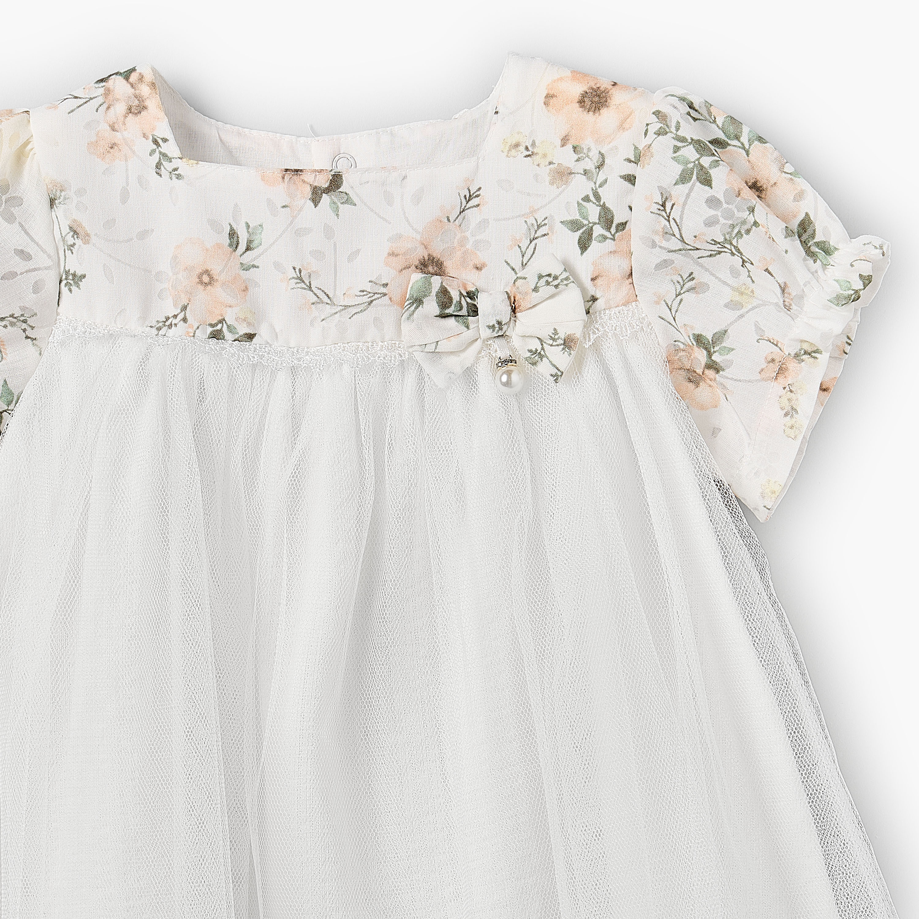Giggles Square Neck Short Sleeves A-line Dress with Floral Print-baby-girls-clothing-dressesandjumpsuits-image-3