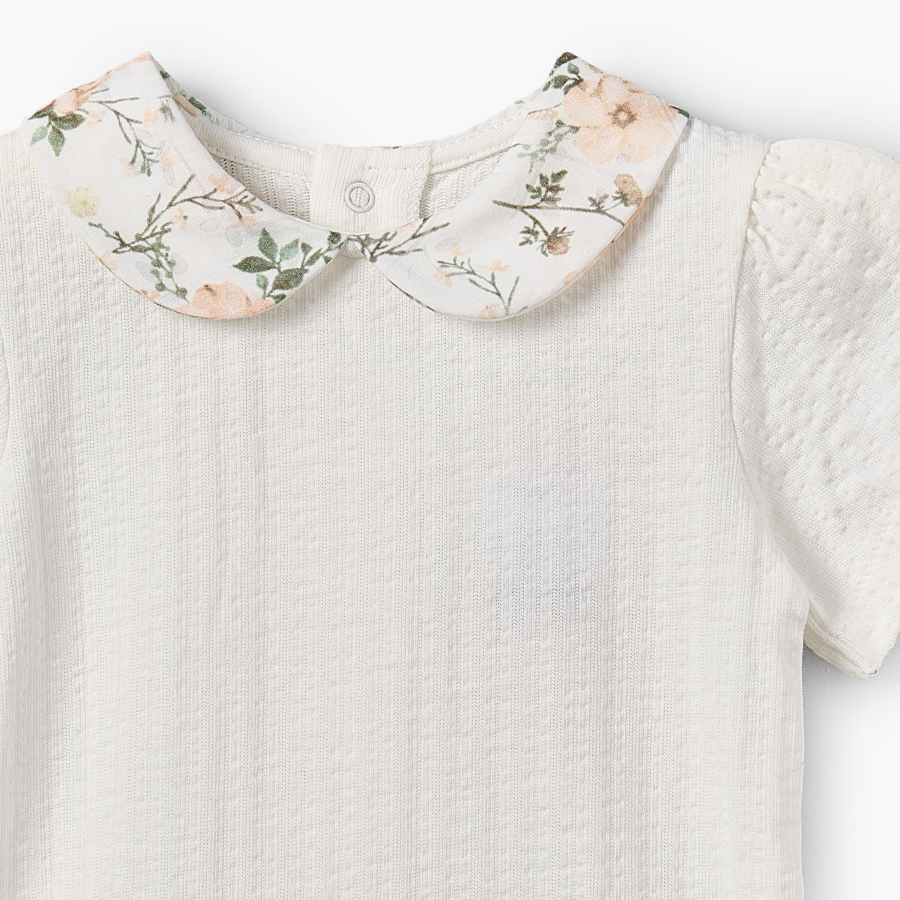 Giggles Peter Pan Collar Short Sleeves Bodysuit with Floral Print-baby-girls-clothing-bodysuits-image-3