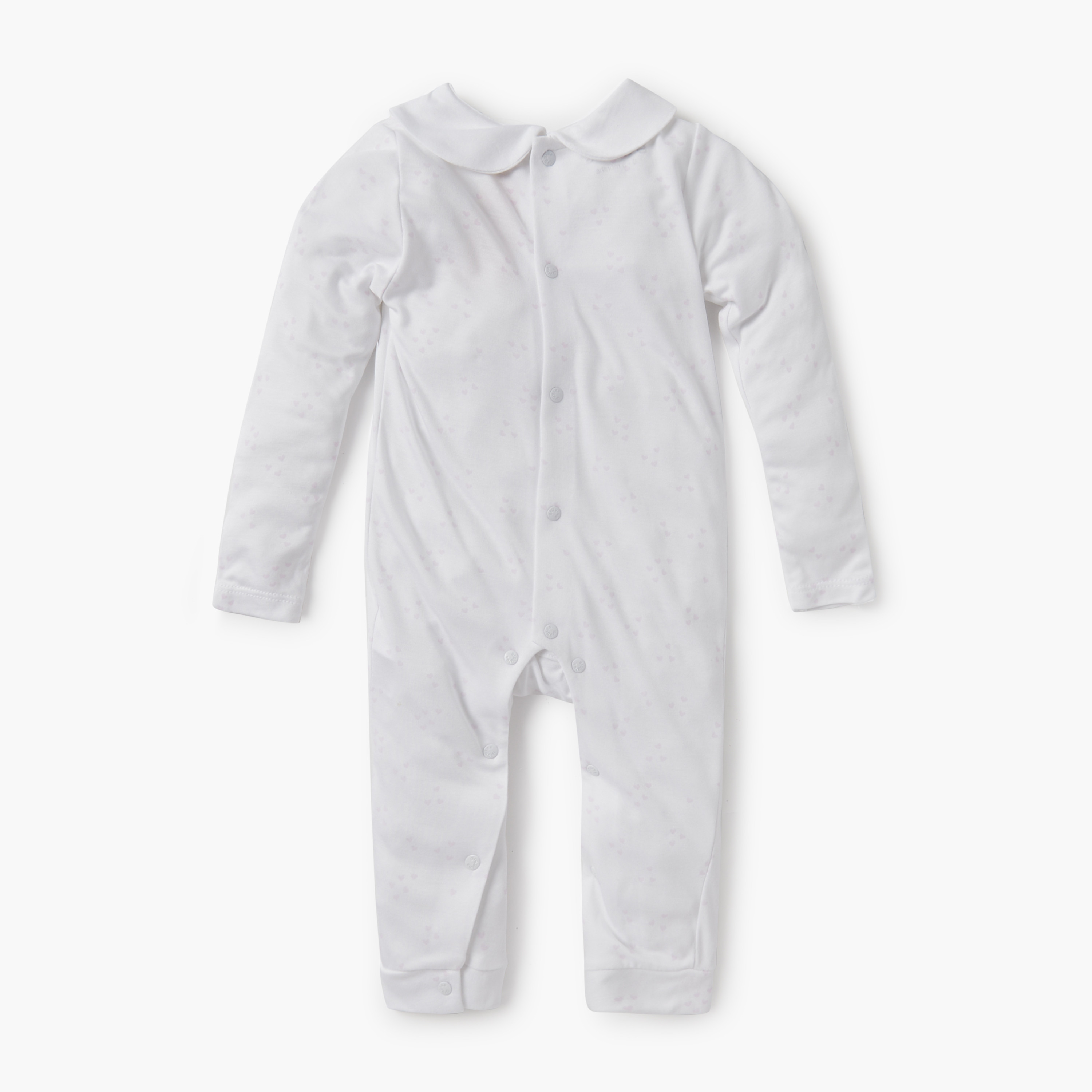 Giggles Heart Print Sleepsuit with Long Sleeves and Button Closure-baby-girls-clothing-nightwear-sleepsuits-image-2