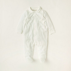Giggles Lace Closed Feet Sleepsuit with Long Sleeves and Bow Detail