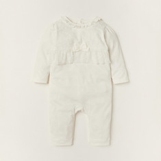 Giggles Sleepsuit with Round Neck and Lace Detail