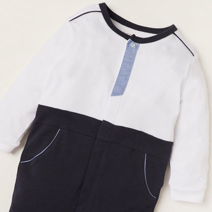 Giggles Colourblock Sleepsuit with Long Sleeves