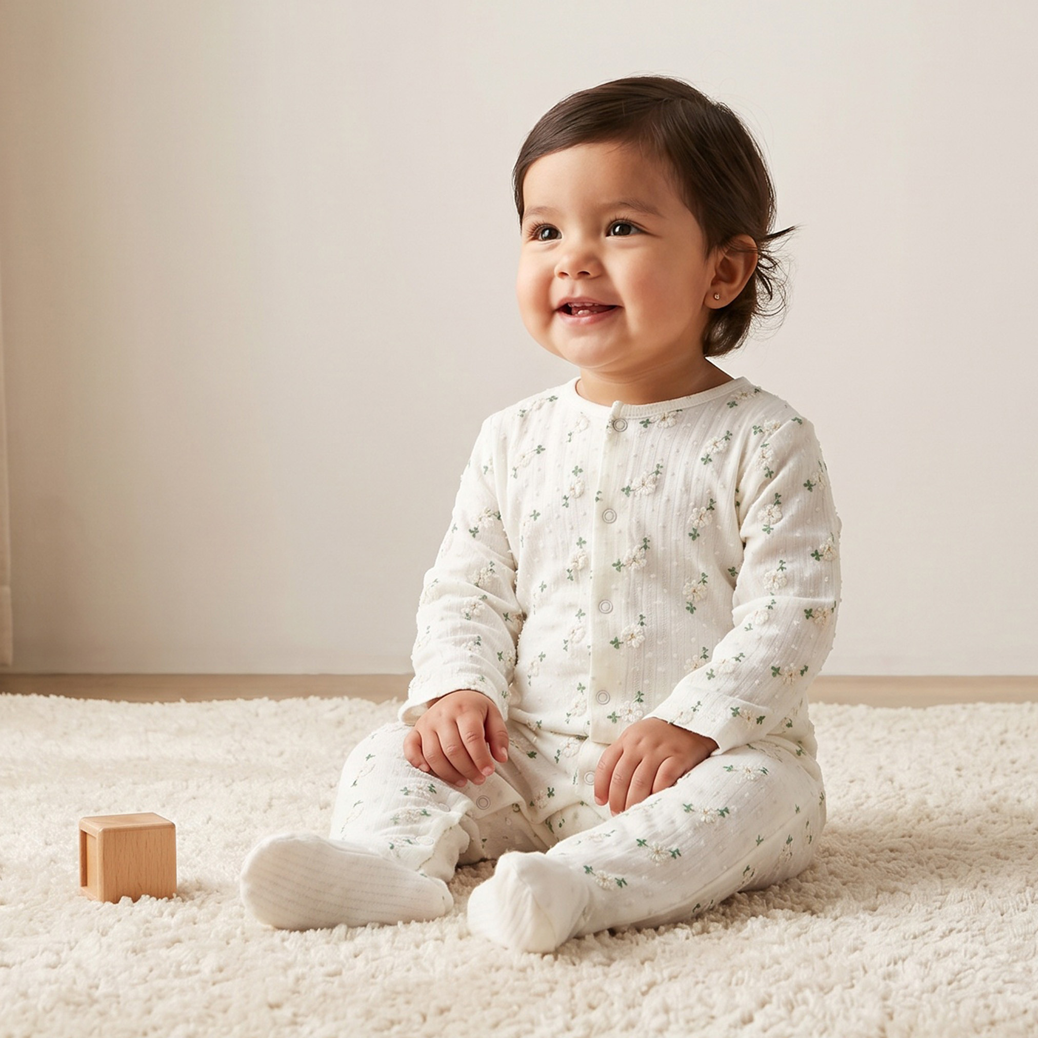Giggles Cotton Crew Neck Long Sleeves Sleepsuit with Floral Embroidery-baby-girls-clothing-nightwear-sleepsuits-image-1