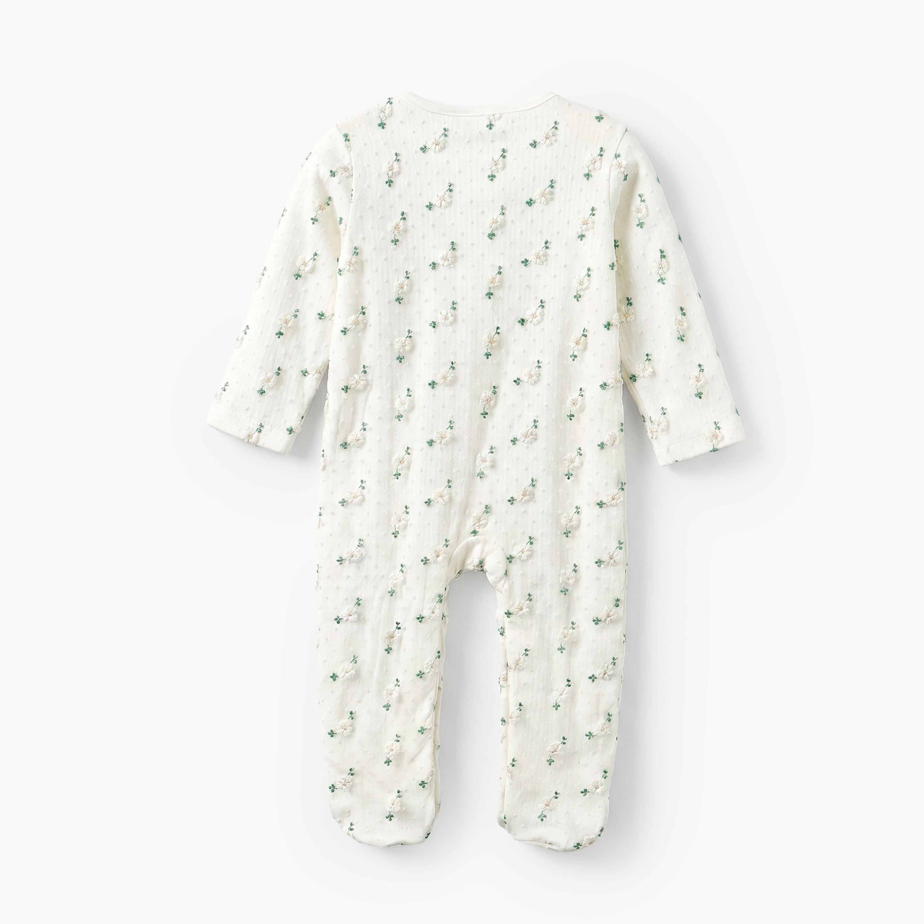Giggles Cotton Crew Neck Long Sleeves Sleepsuit with Floral Embroidery-baby-girls-clothing-nightwear-sleepsuits-image-3