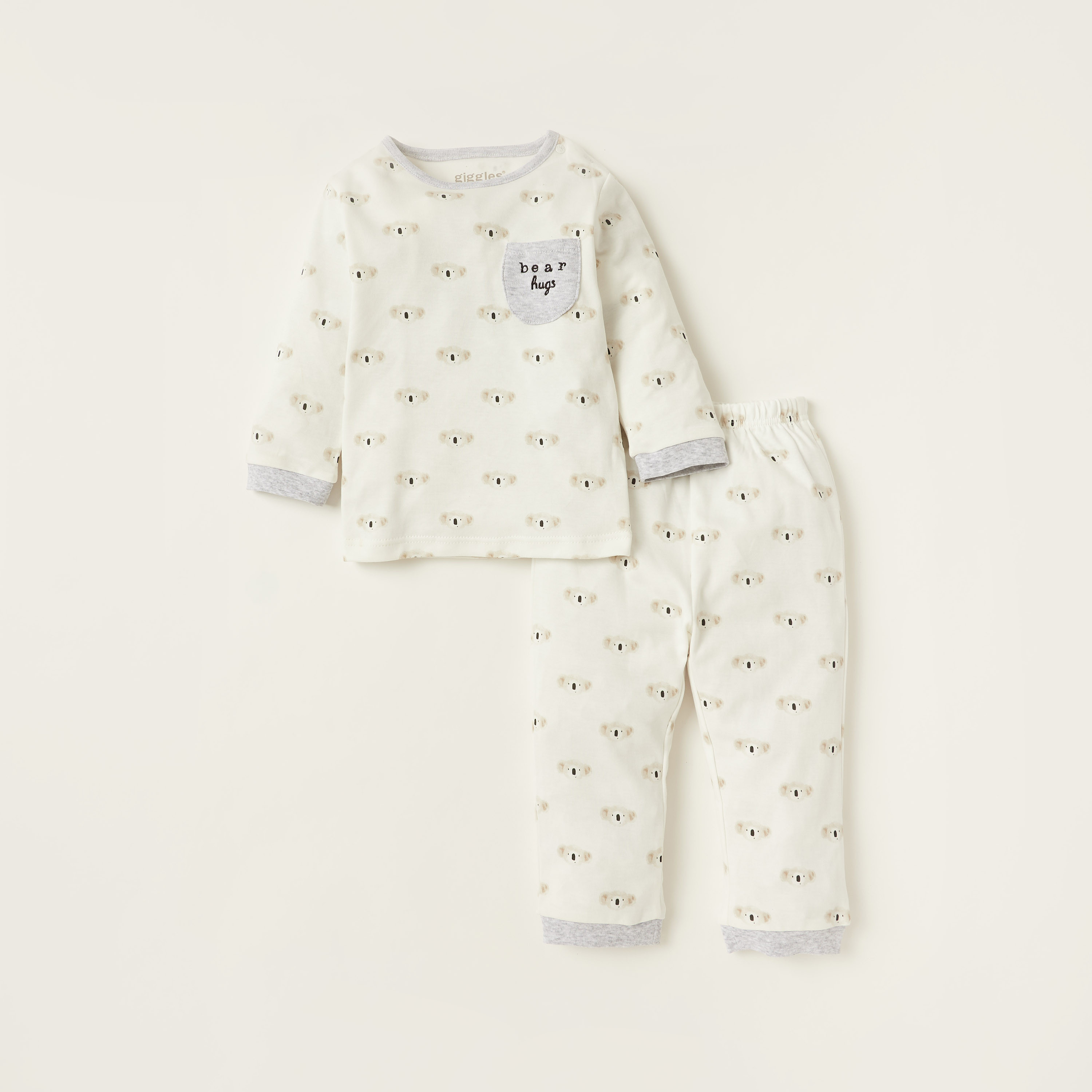 Giggles Printed Round Neck T-shirt and Full Length Pyjama Set-baby-boys-clothing-nightwear-pyjamasets-image-1