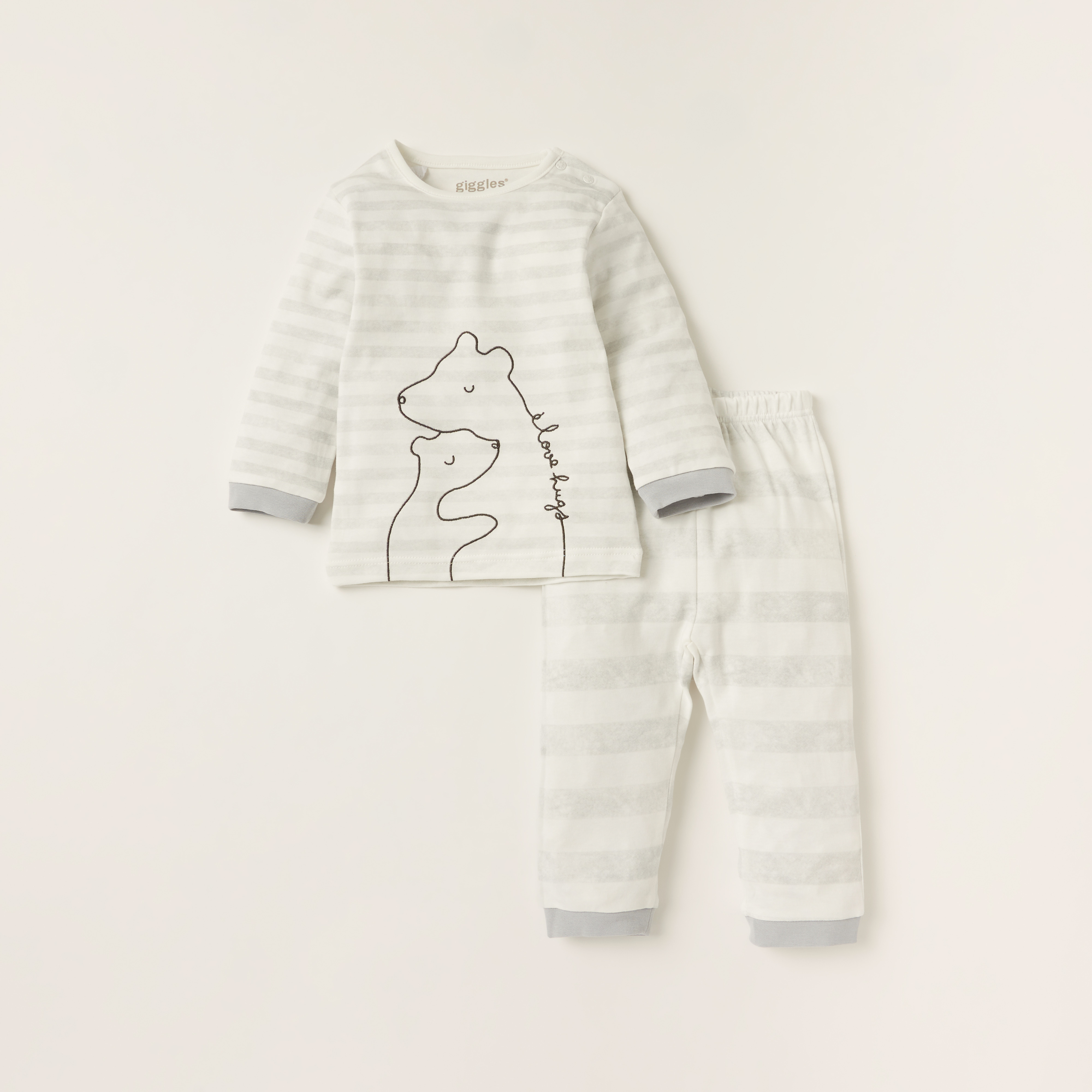 طقم بنطلون بيجاما وتيشيرت بياقة مستديرة وطبعات من جيجلز-baby-boys-clothing-nightwear-pyjamasets-image-1