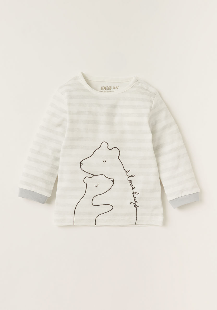 Giggles Printed Round Neck T-shirt and Full Length Pyjama Set-Pyjama Sets-image-1