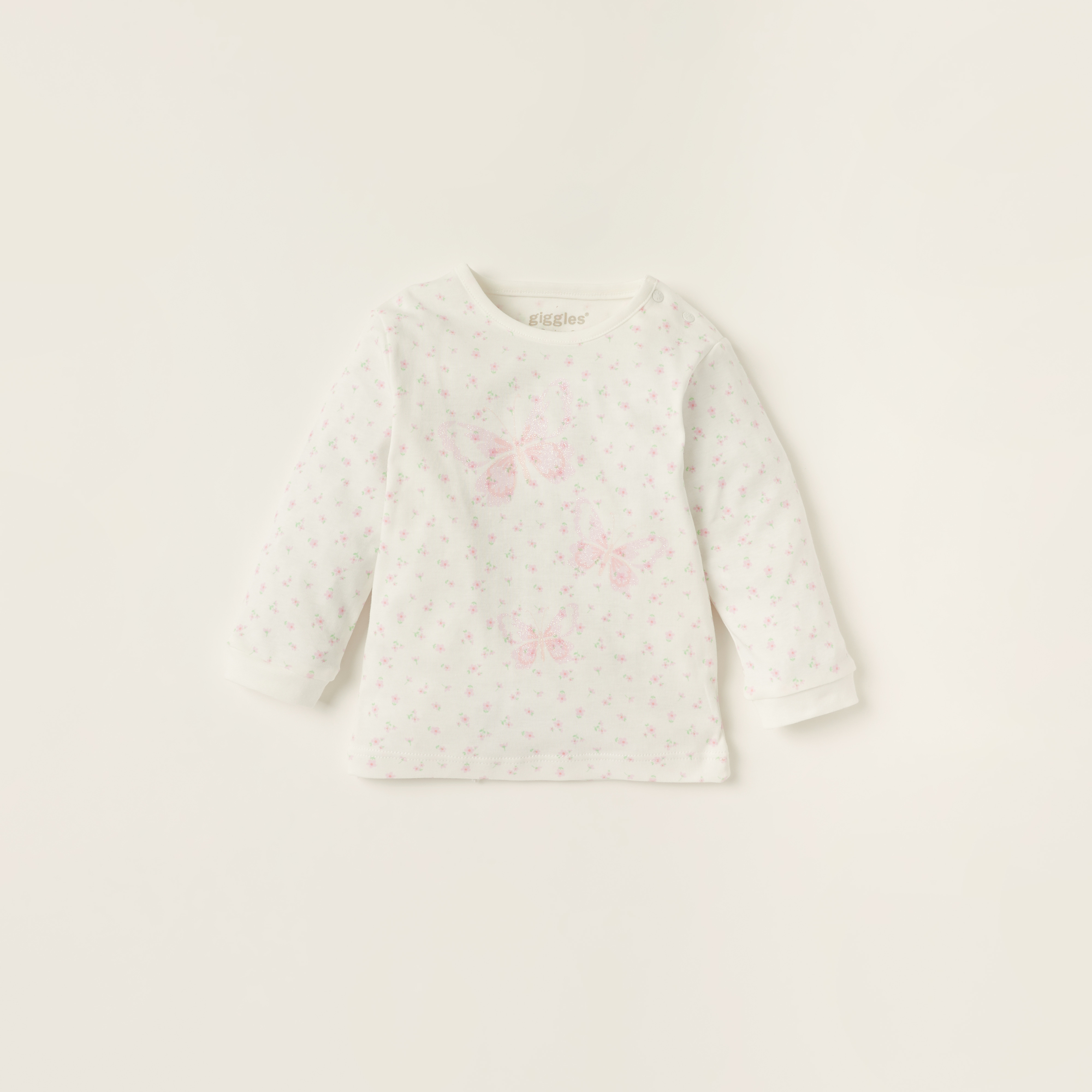 Giggles Printed Round Neck T-shirt and Full Length Pyjama Set-baby-girls-clothing-nightwear-pyjamasets-image-2