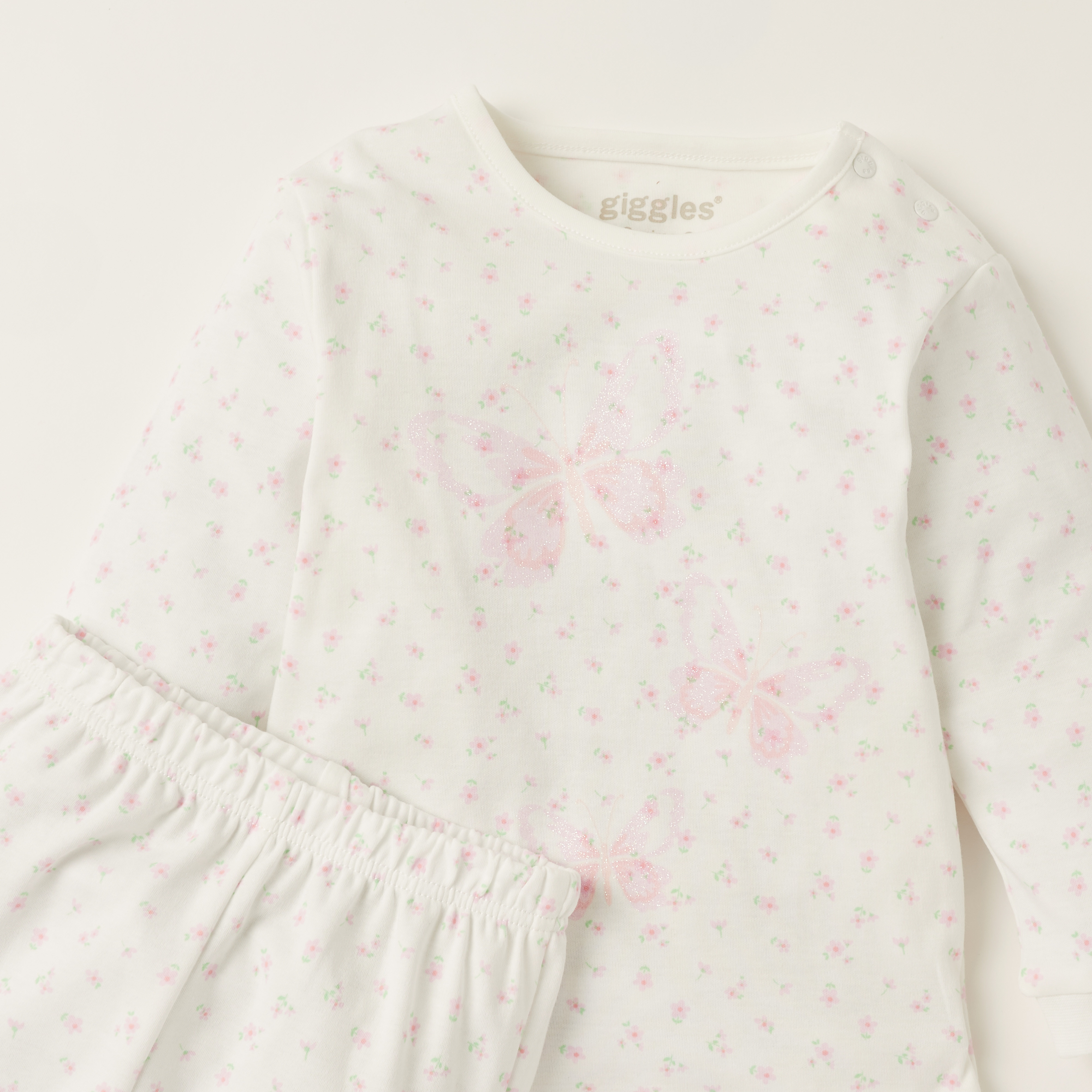Giggles Printed Round Neck T-shirt and Full Length Pyjama Set-baby-girls-clothing-nightwear-pyjamasets-image-4