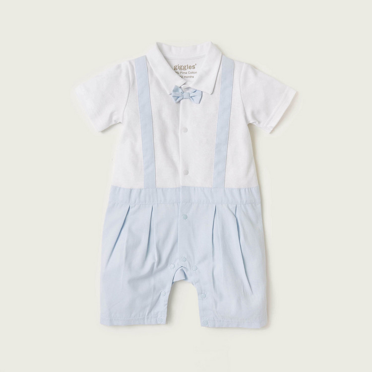 Giggles Solid Romper with Short Sleeves