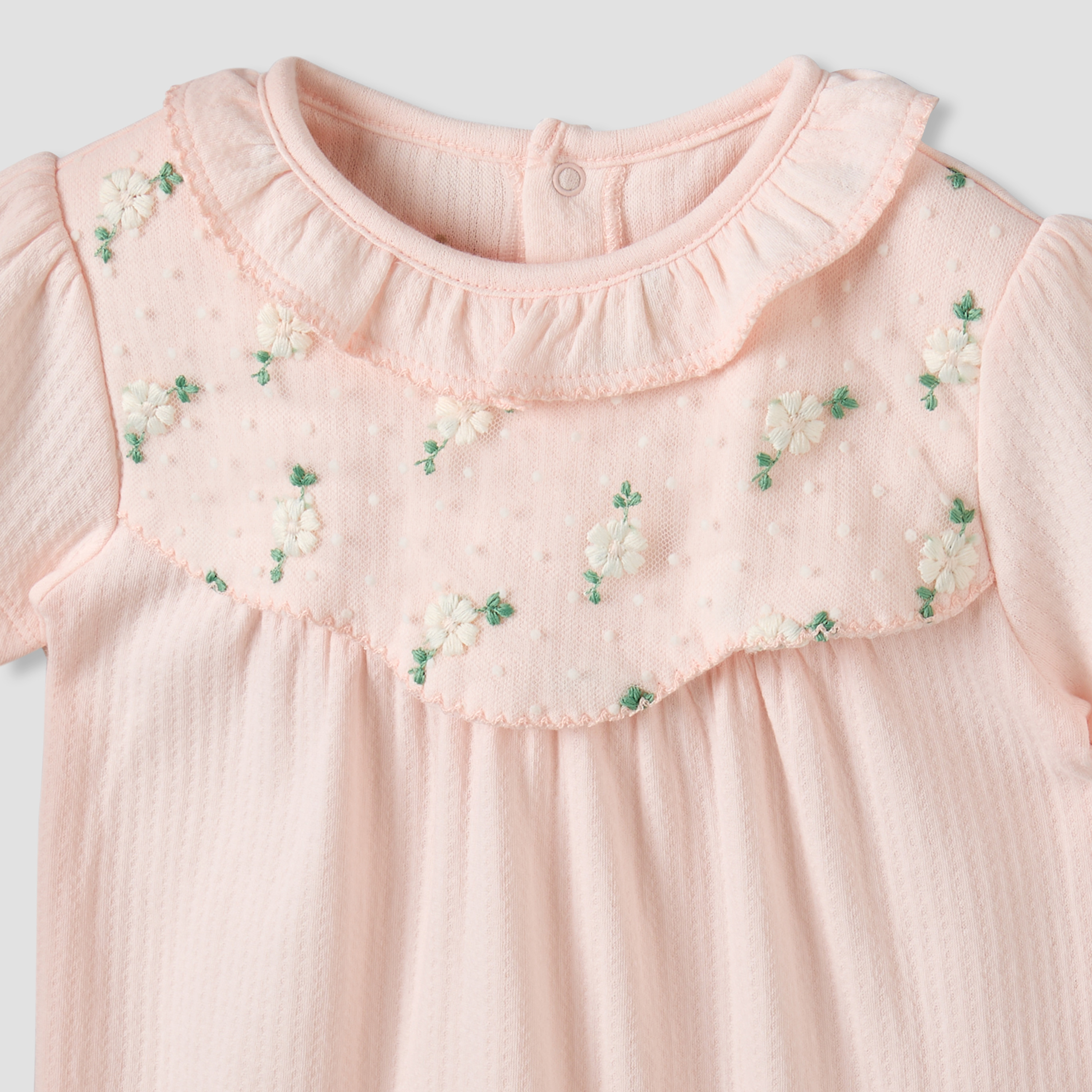 Giggles Round Neck Short Sleeves Romper with Snap Button Closure-baby-girls-clothing-rompers-image-3