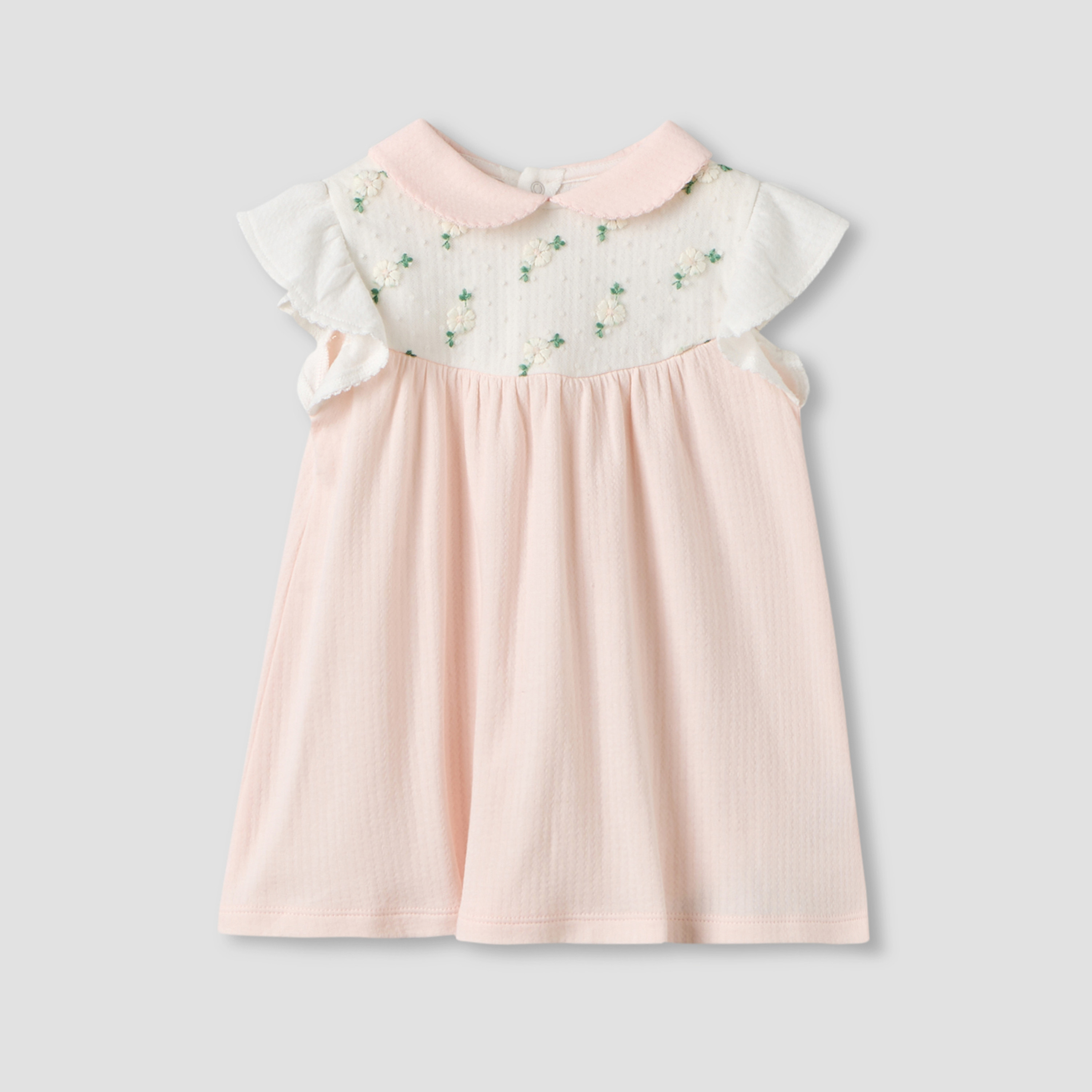 Peter Pan Collar Sleeveless Knee Length Dress with Embroidery-baby-girls-clothing-dressesandjumpsuits-image-1