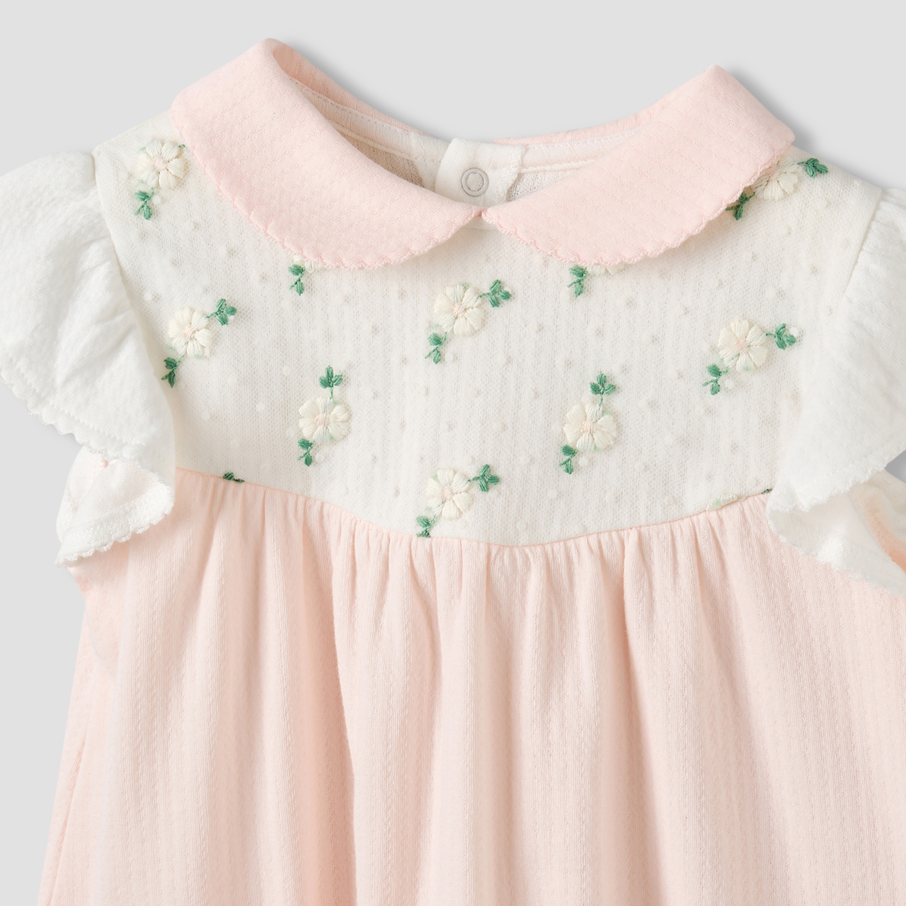 Peter Pan Collar Sleeveless Knee Length Dress with Embroidery-baby-girls-clothing-dressesandjumpsuits-image-4
