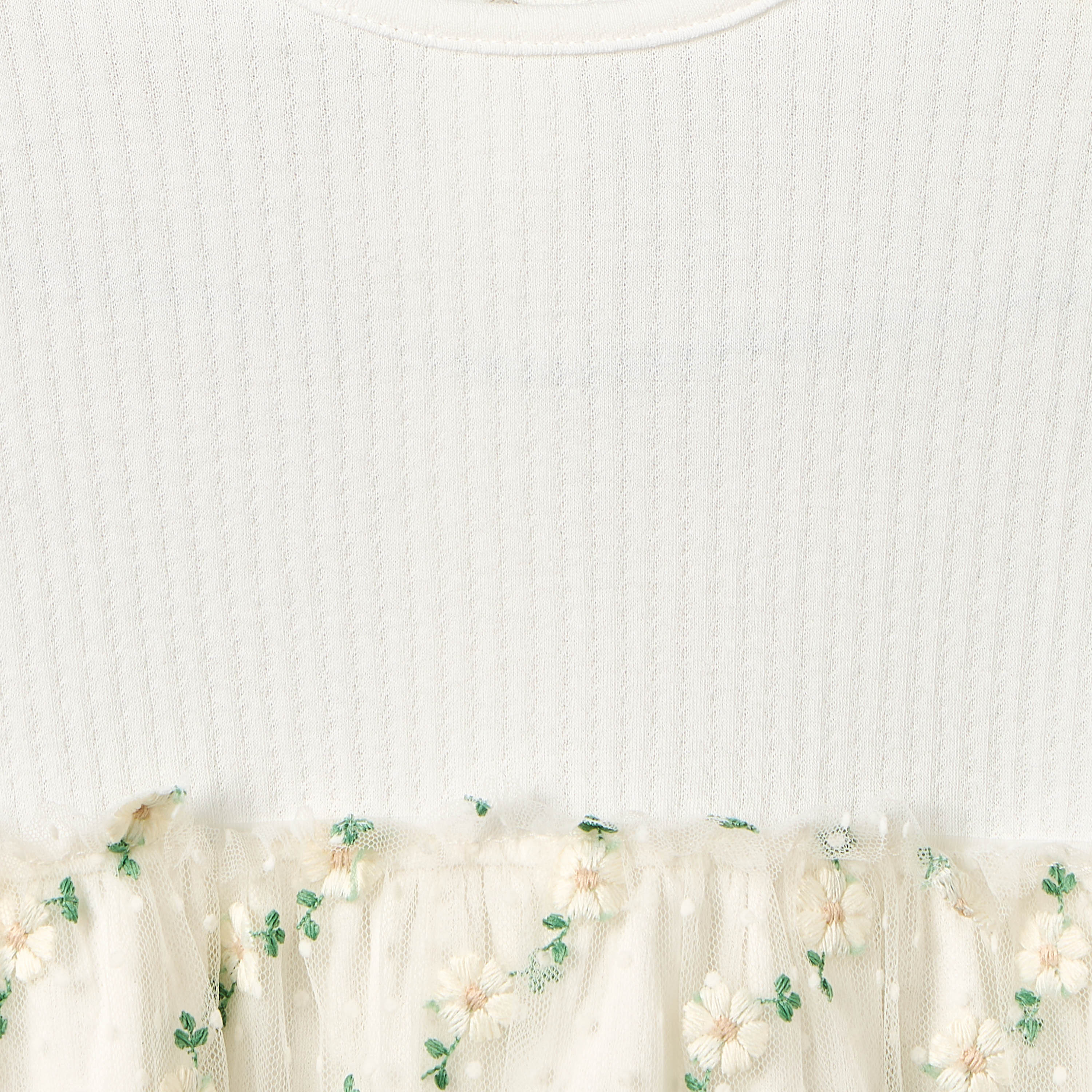 Giggles Round Neck Short Sleeves Knee Length A-line Dress with Floral Embroidery-baby-girls-clothing-dressesandjumpsuits-image-3