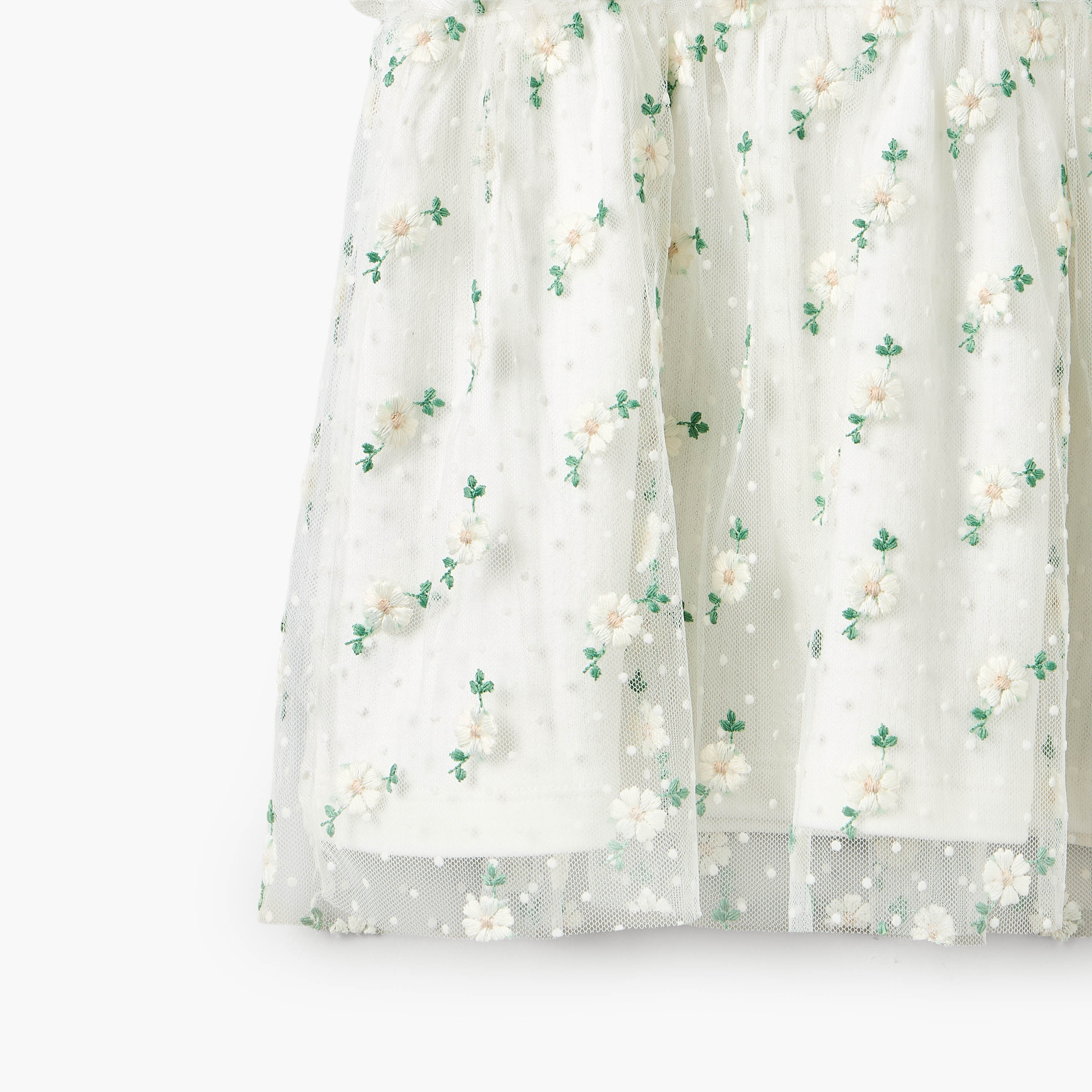 Giggles Round Neck Short Sleeves Knee Length A-line Dress with Floral Embroidery-baby-girls-clothing-dressesandjumpsuits-image-4