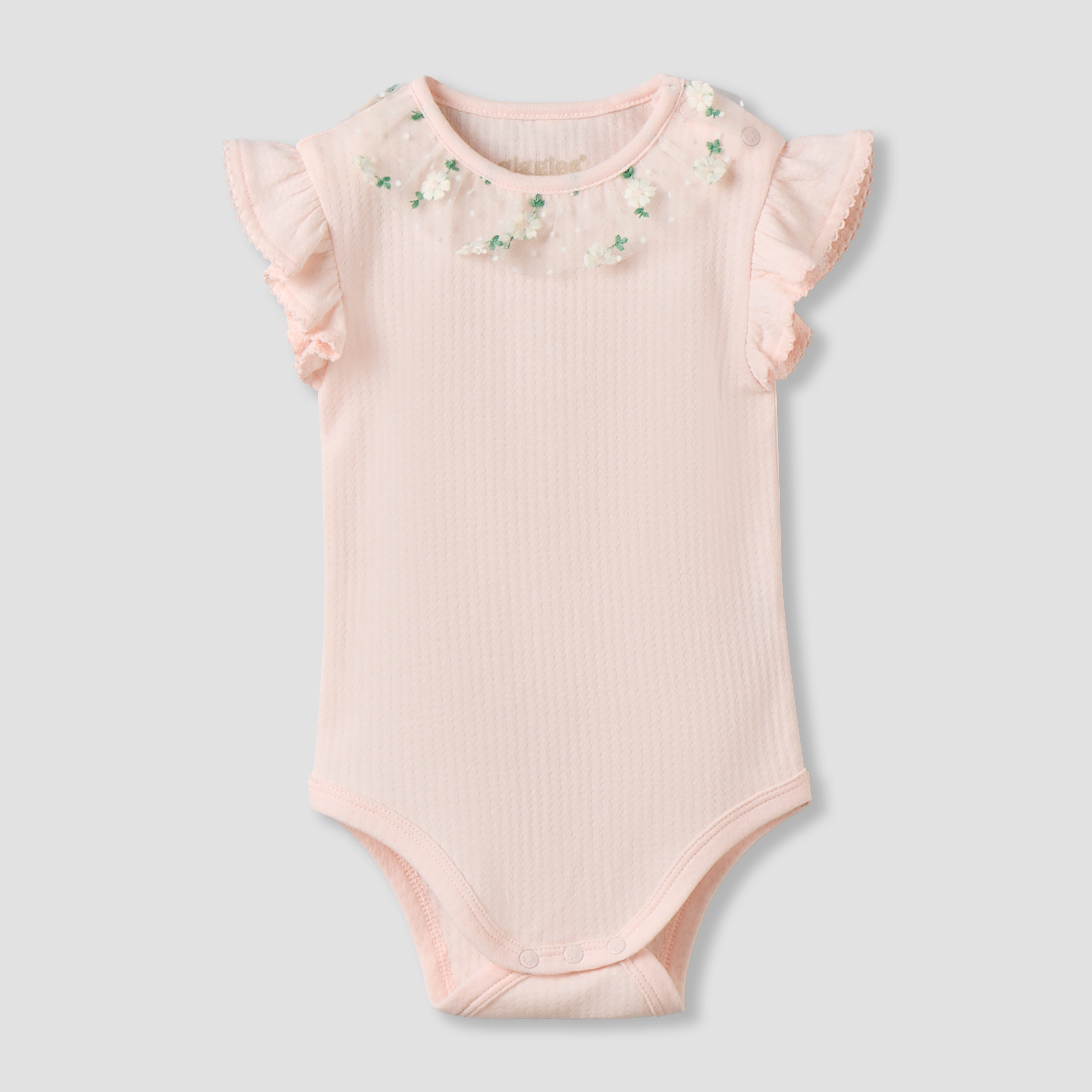 Giggles Cotton Round Neck Short Sleeves Bodysuit with Snap Button Closure-baby-girls-clothing-bodysuits-image-1