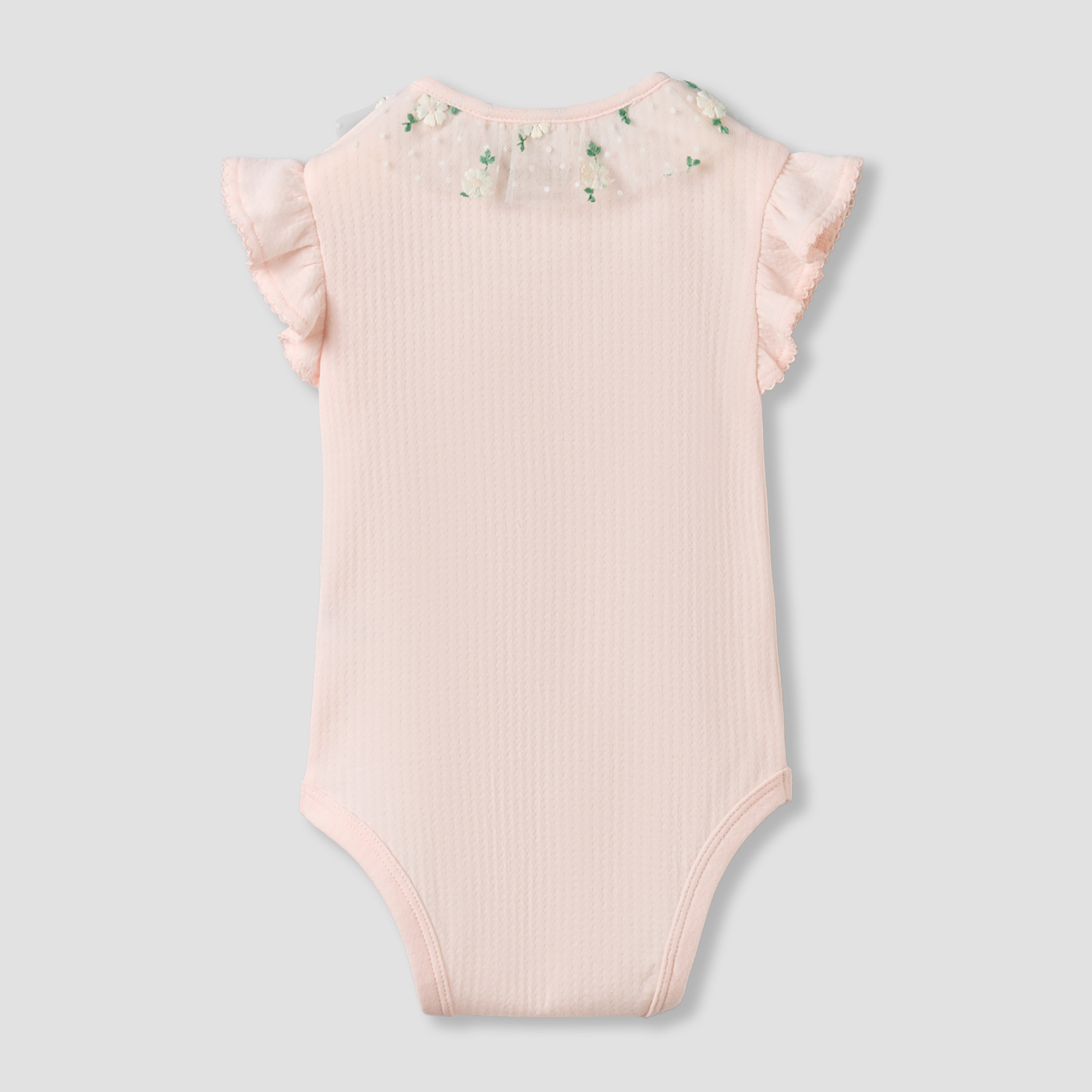 Giggles Cotton Round Neck Short Sleeves Bodysuit with Snap Button Closure-baby-girls-clothing-bodysuits-image-2