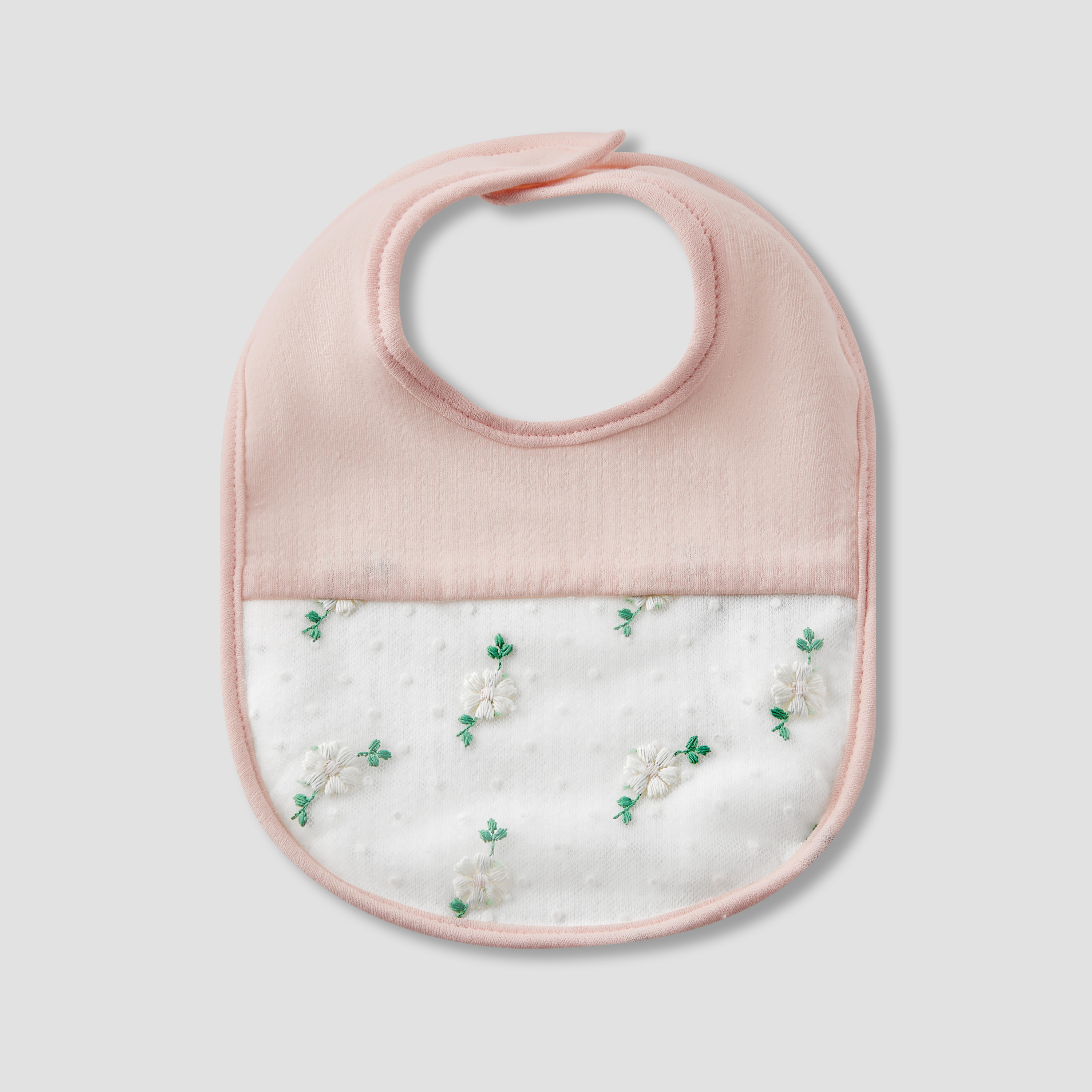Giggles Baby Bib with Floral Embroidery-baby-feeding-bibs-image-1