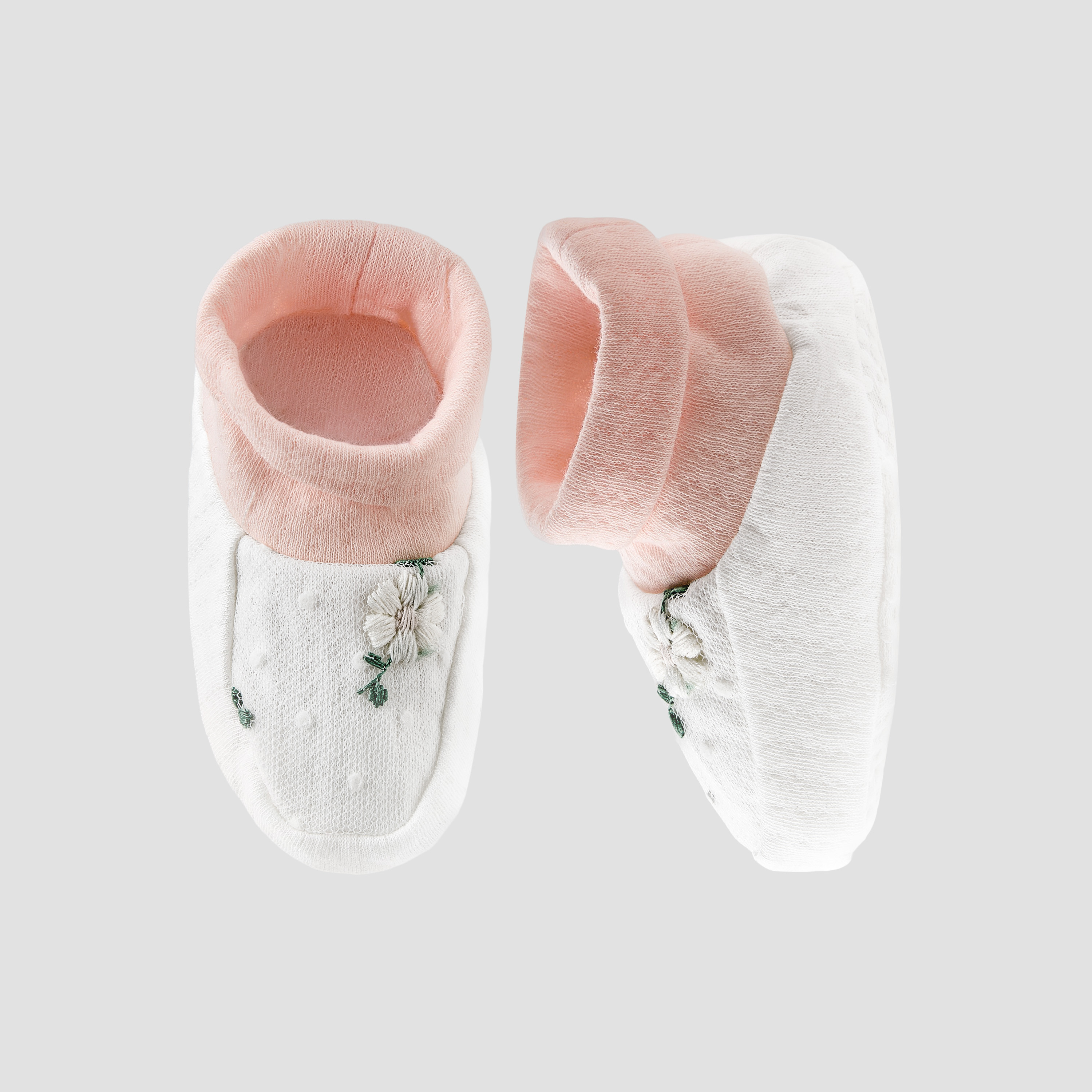 Giggles Booties with Floral Embroidery-baby-girls-shoes-booties-image-1