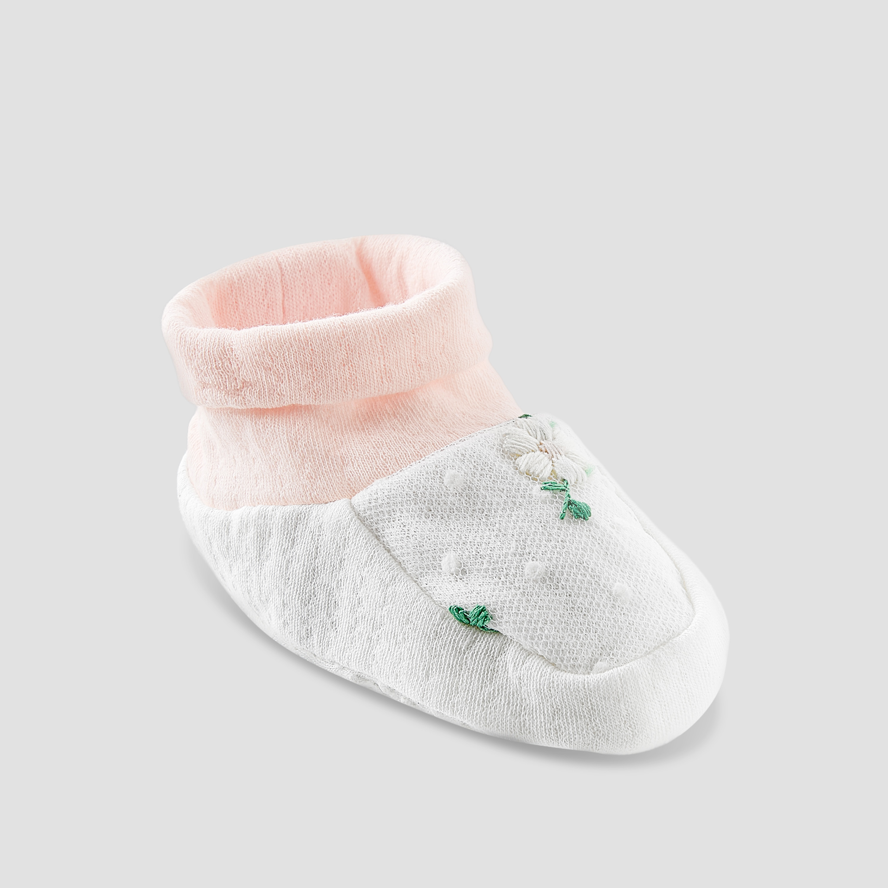 Giggles Booties with Floral Embroidery-baby-girls-shoes-booties-image-2