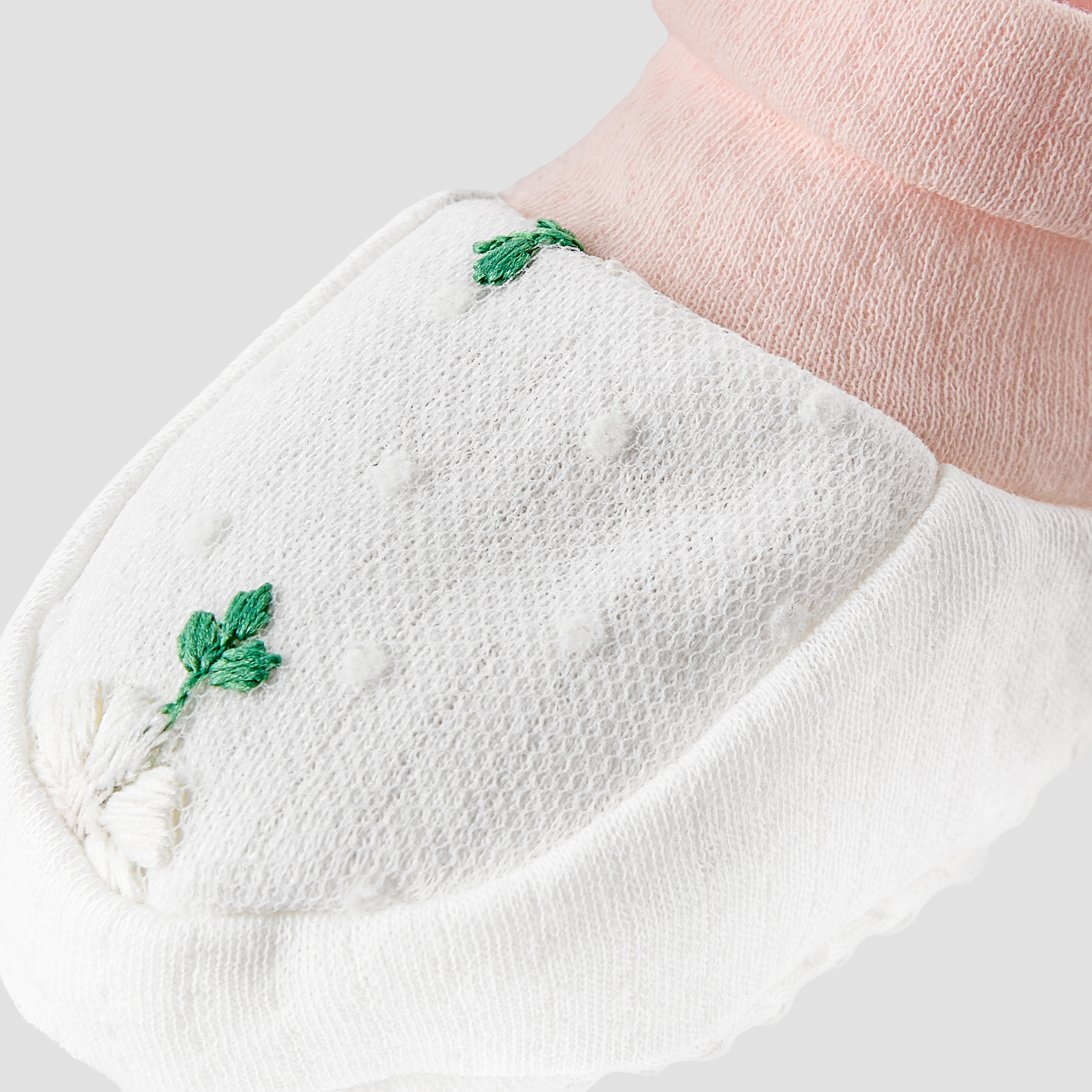 Giggles Booties with Floral Embroidery-baby-girls-shoes-booties-image-4