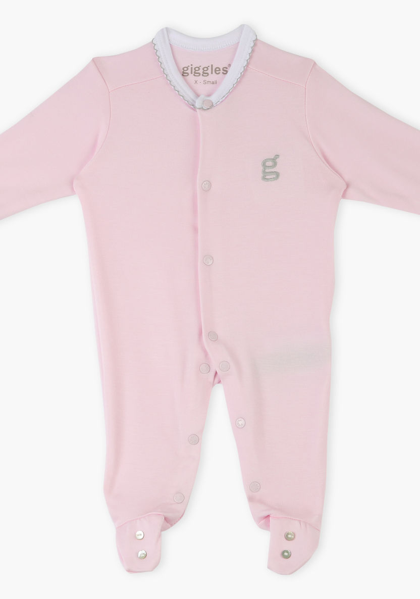 Giggles Embroidered Long Sleepsuit-Multipacks-image-0