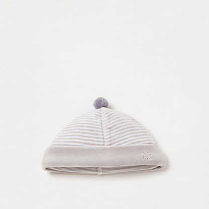Giggles Striped Cap with Embellished Detail