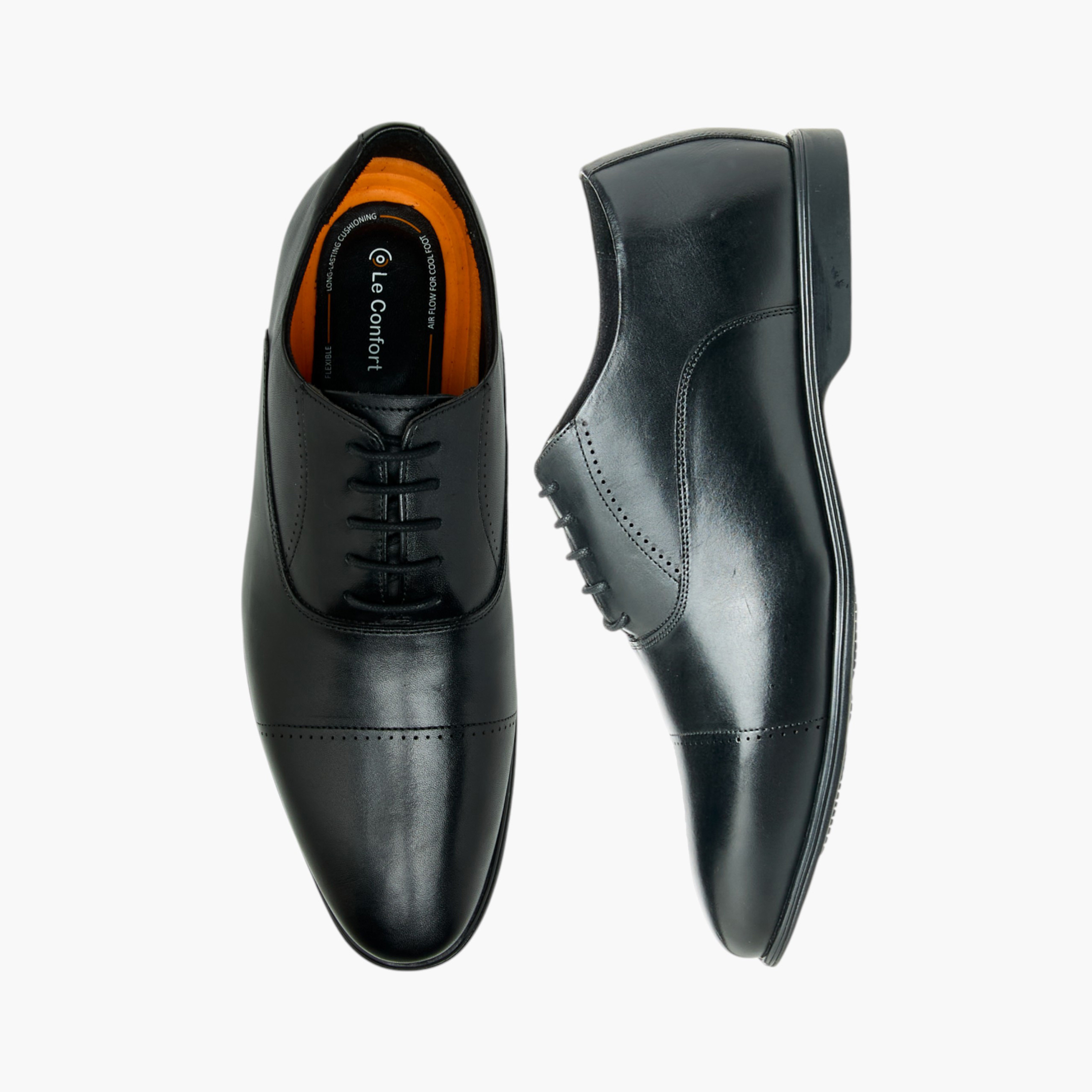 حذاء أوكسفورد جلد سادة برباط من لو كونفورت -men-shoes-formalshoes-image-1