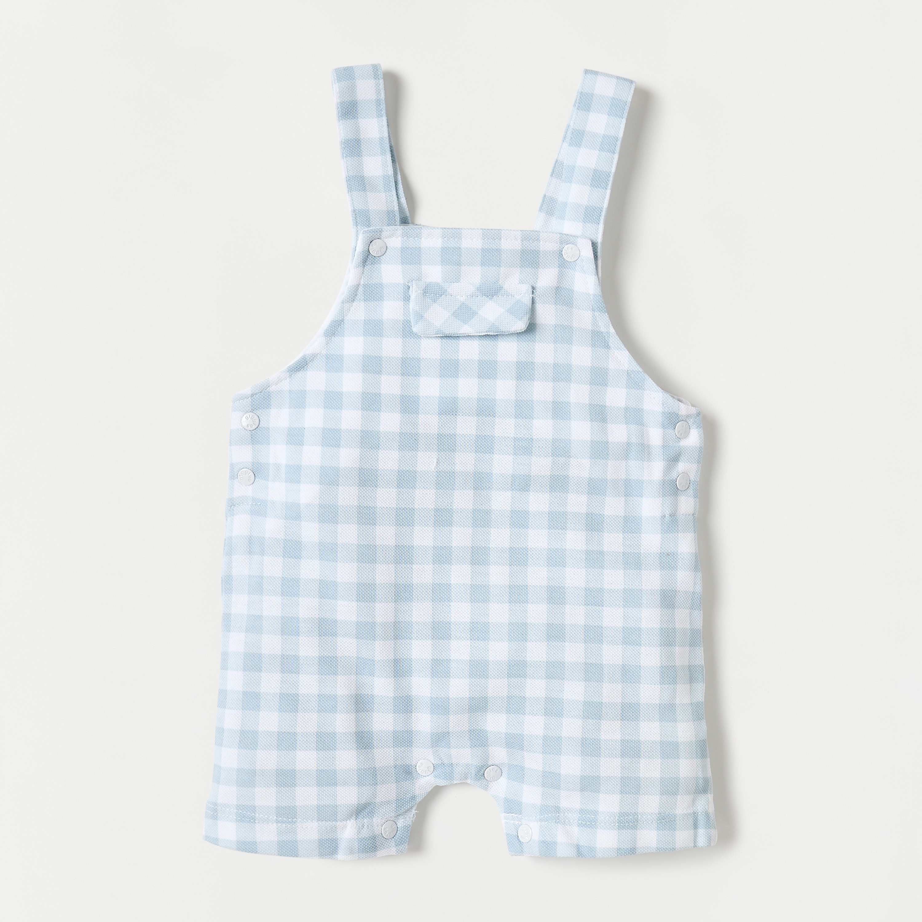 Juniors Checked Cotton Dungaree and T-shirt Set-baby-boys-clothing-winterwear-rompers-image-2