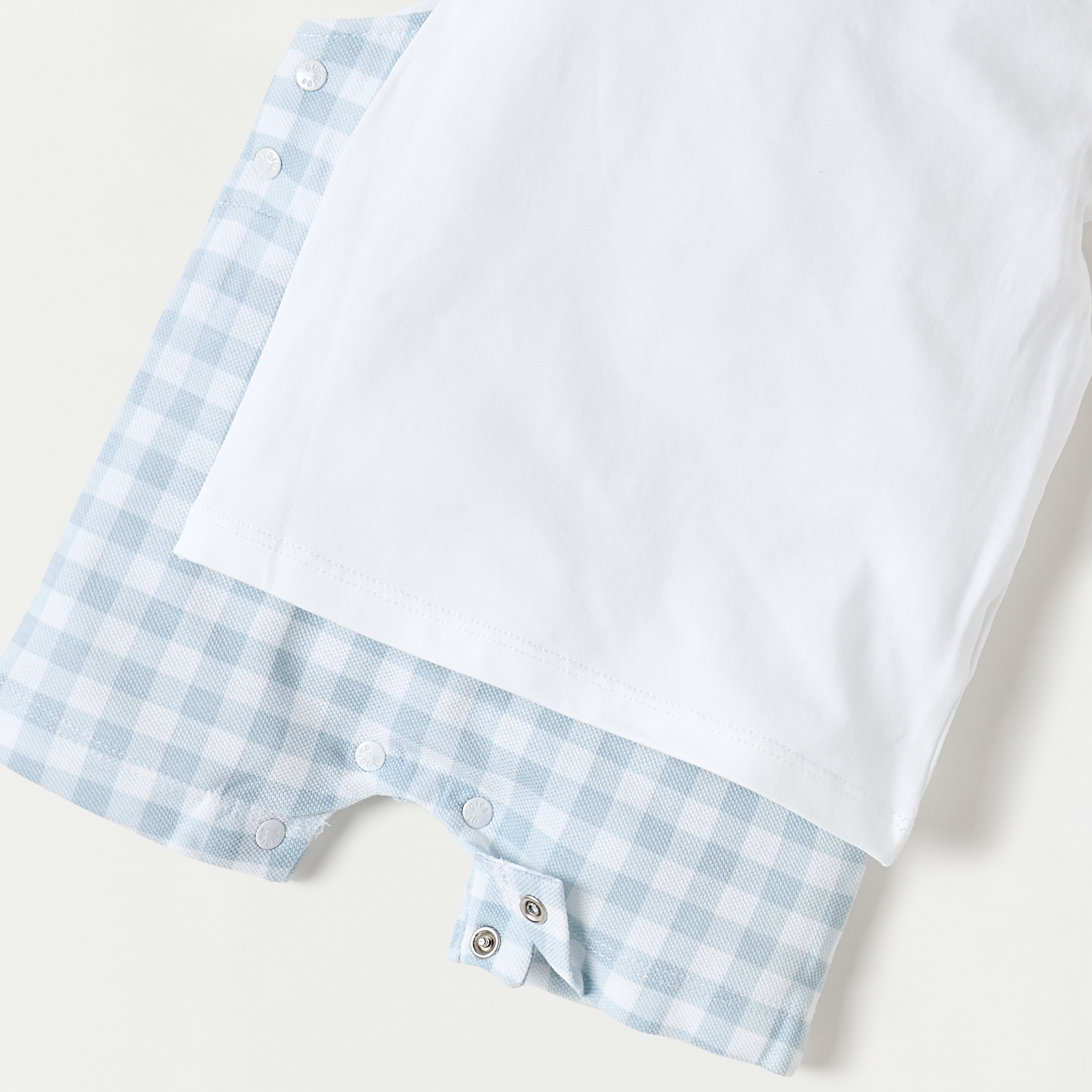 Juniors Checked Cotton Dungaree and T-shirt Set-baby-boys-clothing-winterwear-rompers-image-5