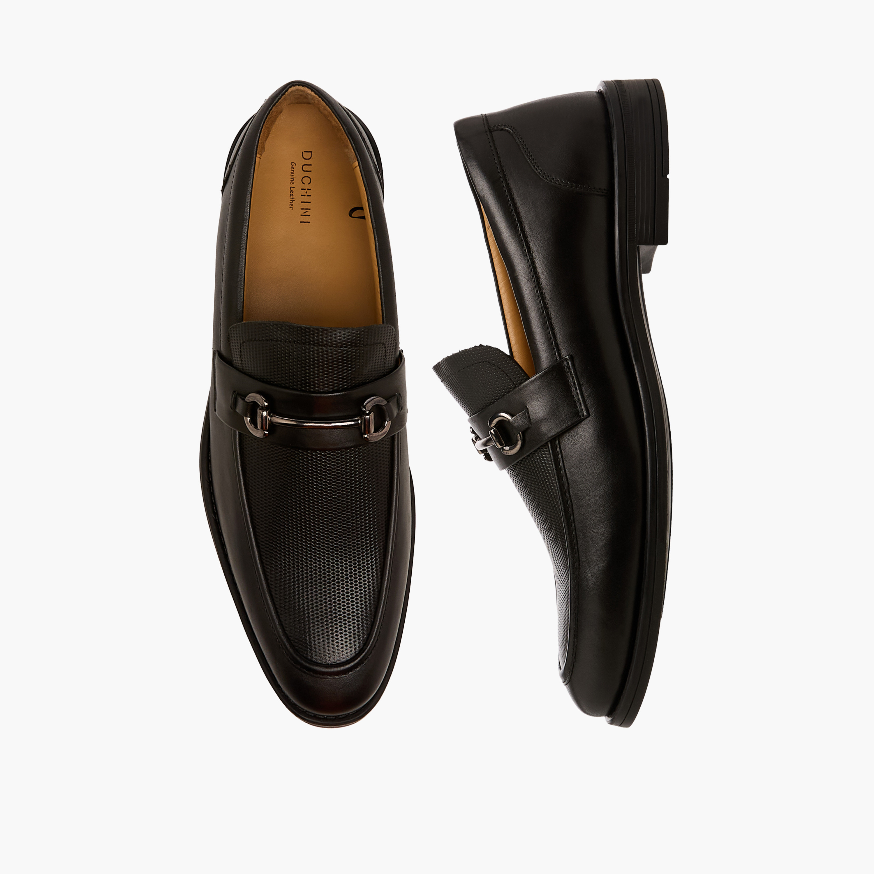 Duchini Men Textured Genuine Leather Loafers-men-shoes-loafersandmoccasins-image-1