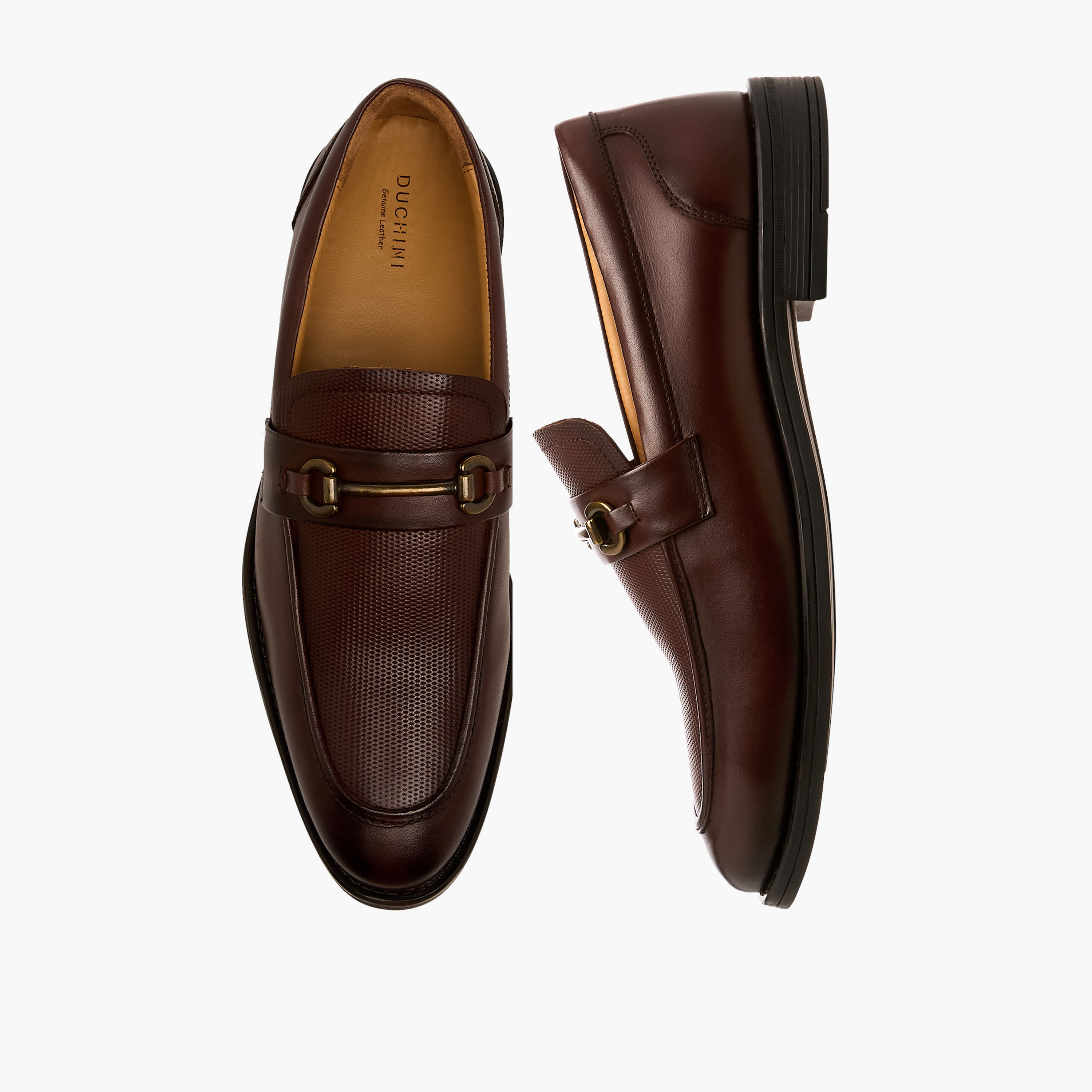 Duchini Men Textured Genuine Leather Loafers-men-shoes-loafersandmoccasins-image-1