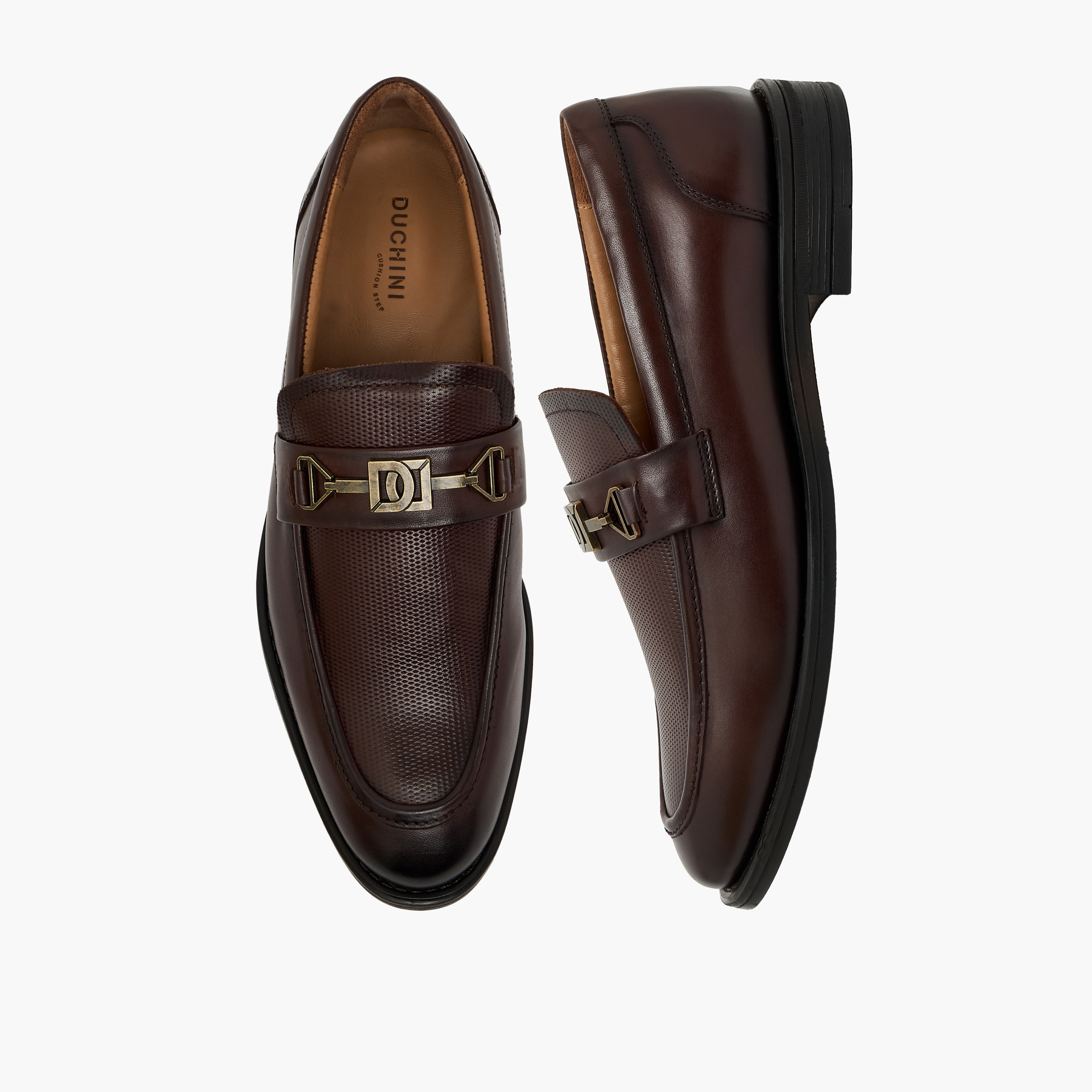 Duchini Men Metallic Accent Leather Loafers-men-shoes-formalshoes-image-1