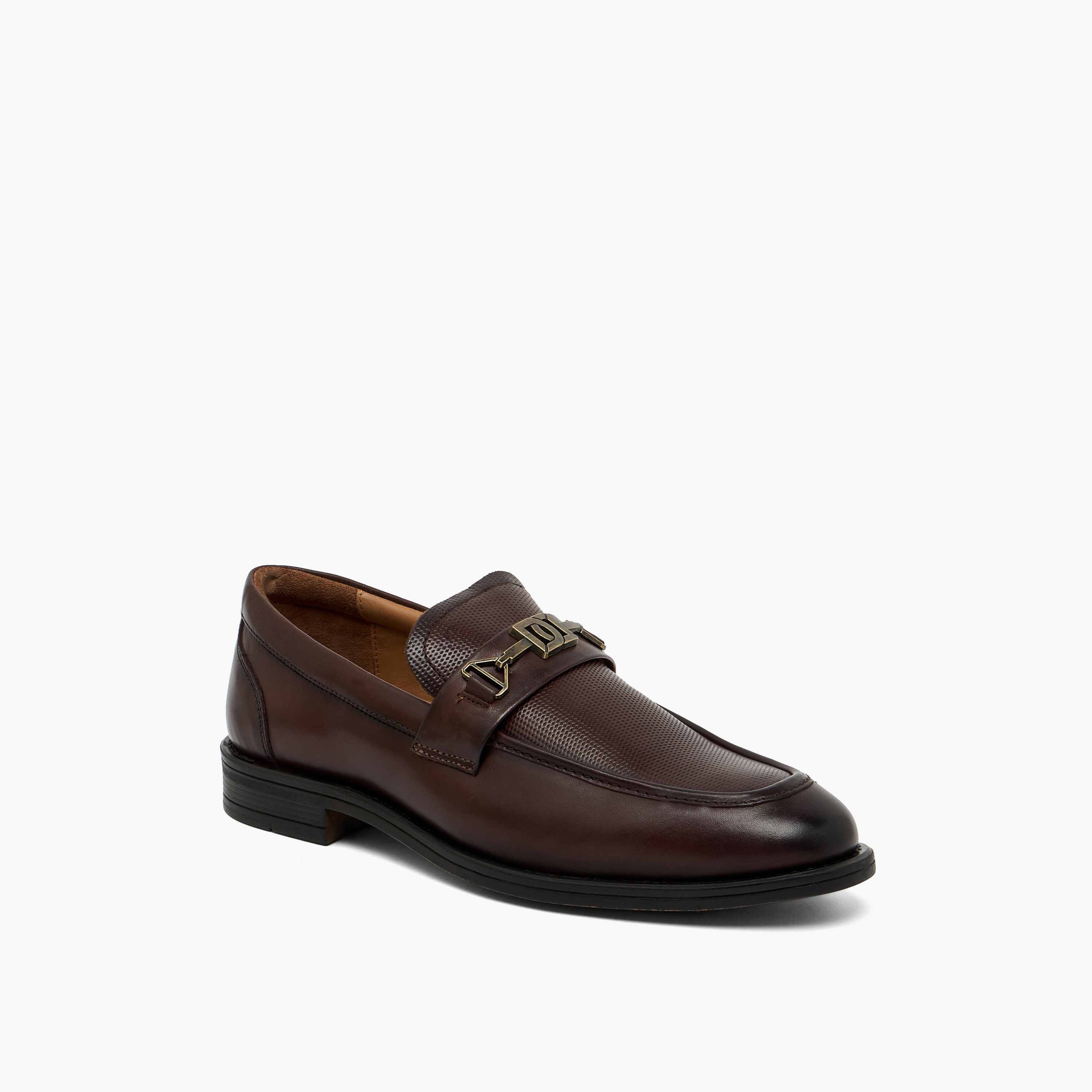 Duchini Men Metallic Accent Leather Loafers-men-shoes-formalshoes-image-2