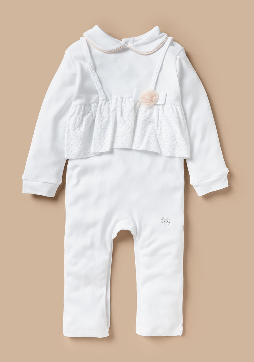 Giggles Rose Applique Detail Sleepsuit with Overlay Detail-Sleepsuits-image-0
