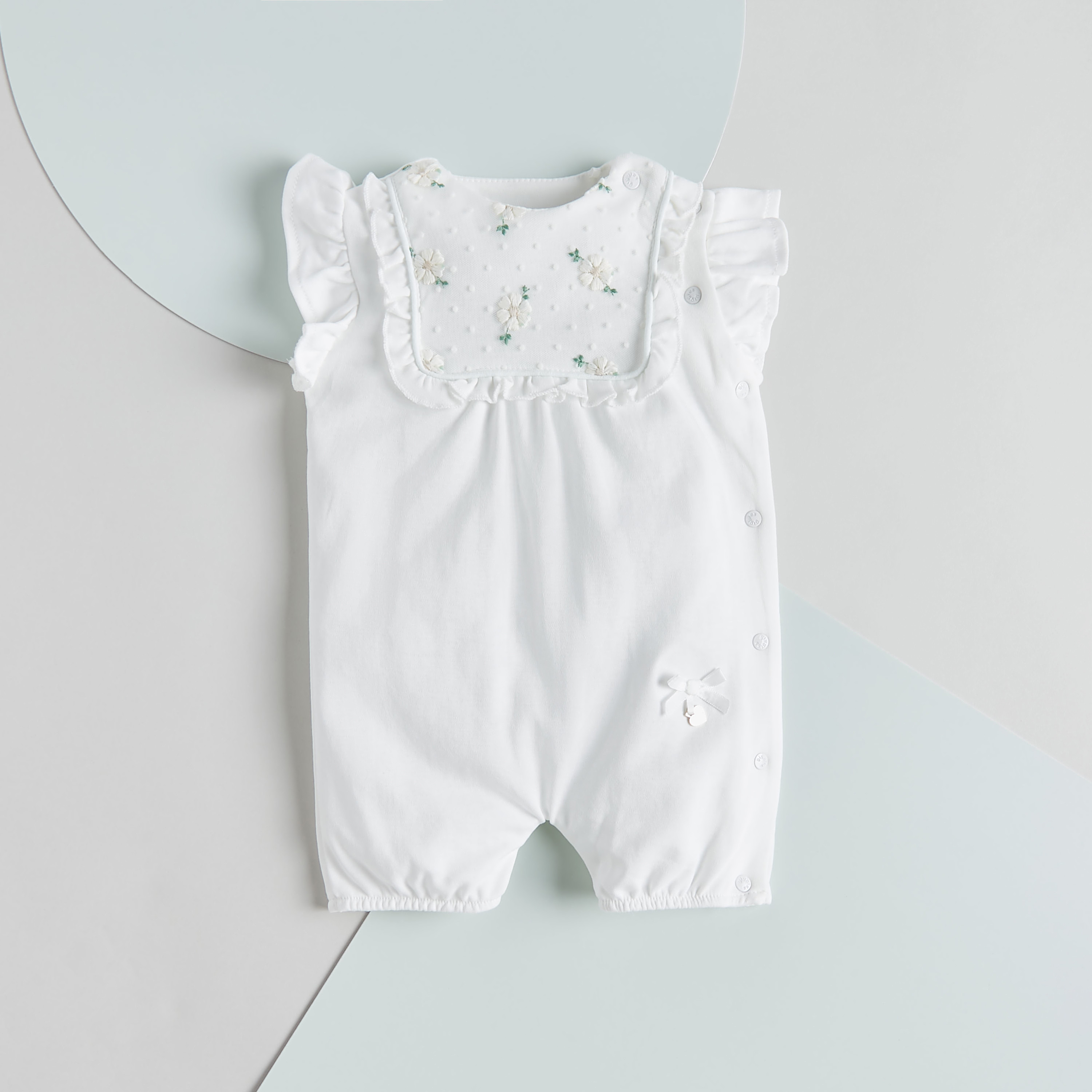 Giggles Floral Embroidered Romper with Ruffled Sleeves-baby-girls-clothing-rompers-image-1