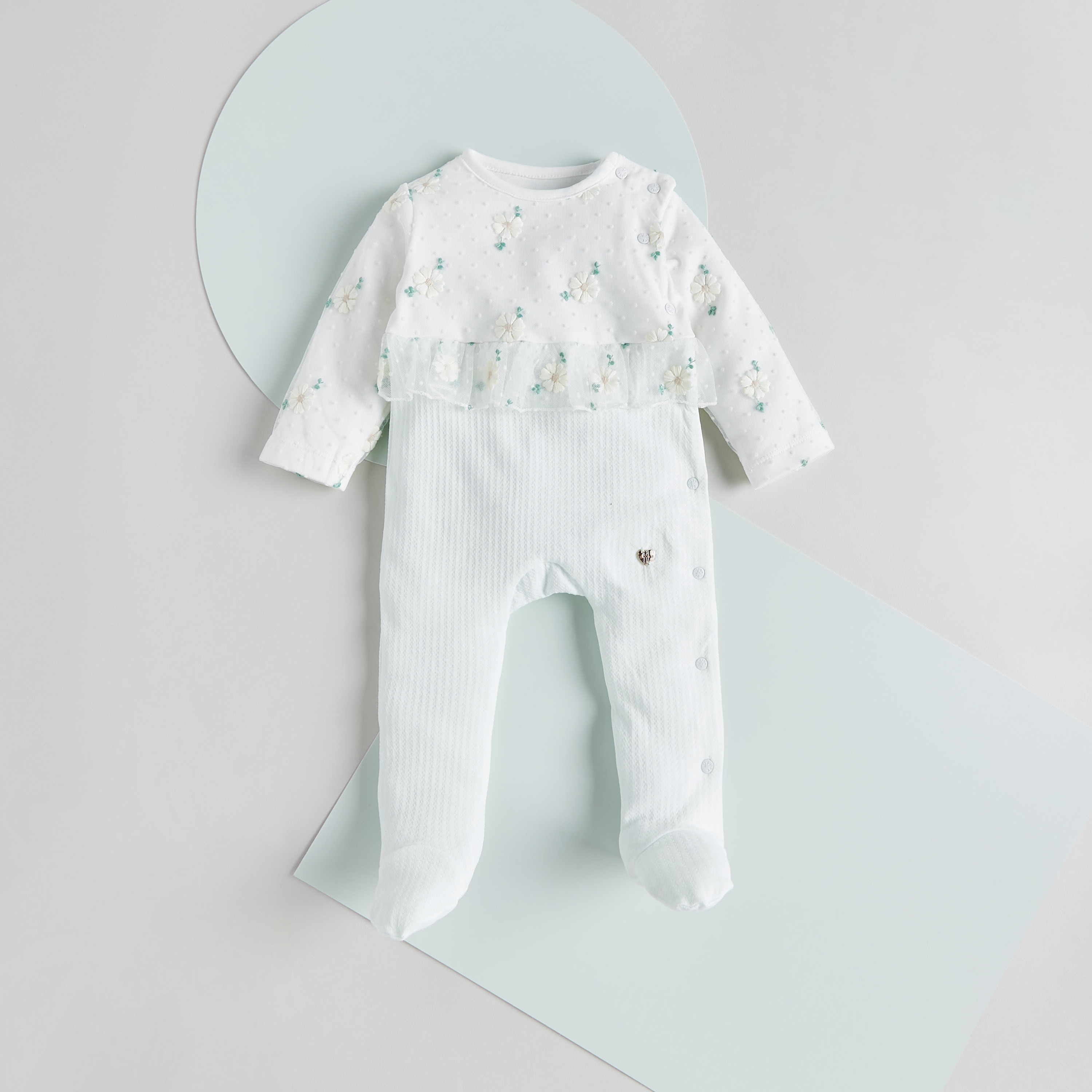 Giggles Floral Embroidered Sleepsuit with Long Sleeves-baby-girls-clothing-nightwear-sleepsuits-image-1
