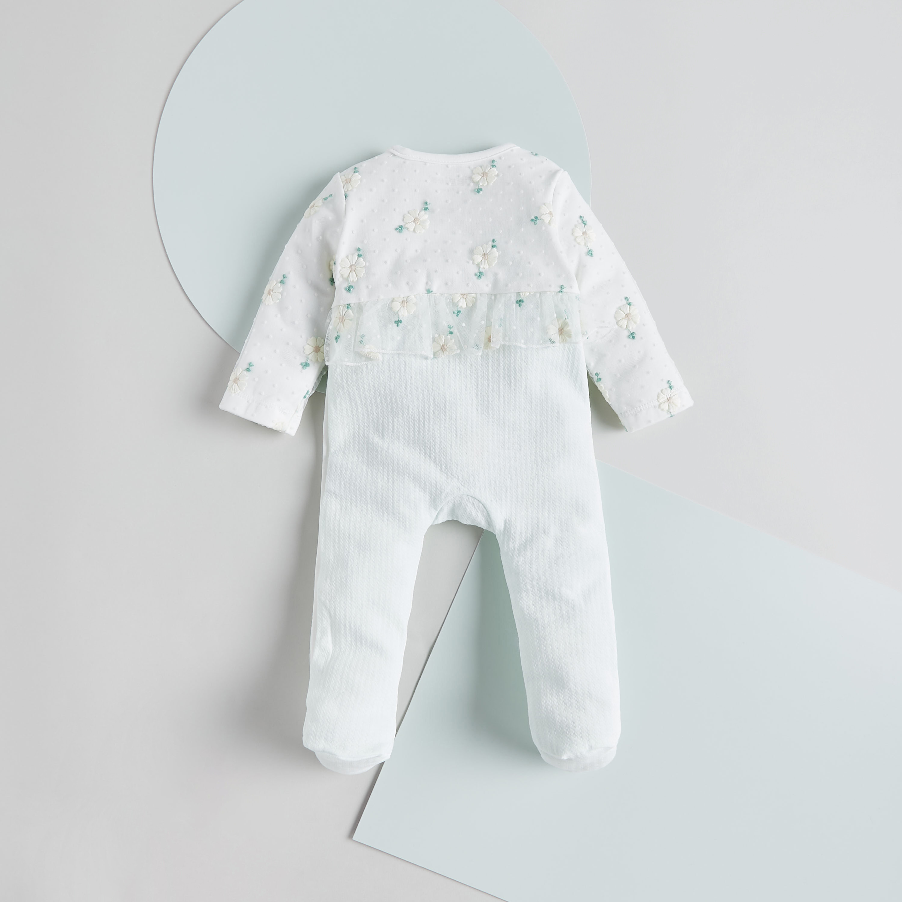 Giggles Floral Embroidered Sleepsuit with Long Sleeves-baby-girls-clothing-nightwear-sleepsuits-image-2
