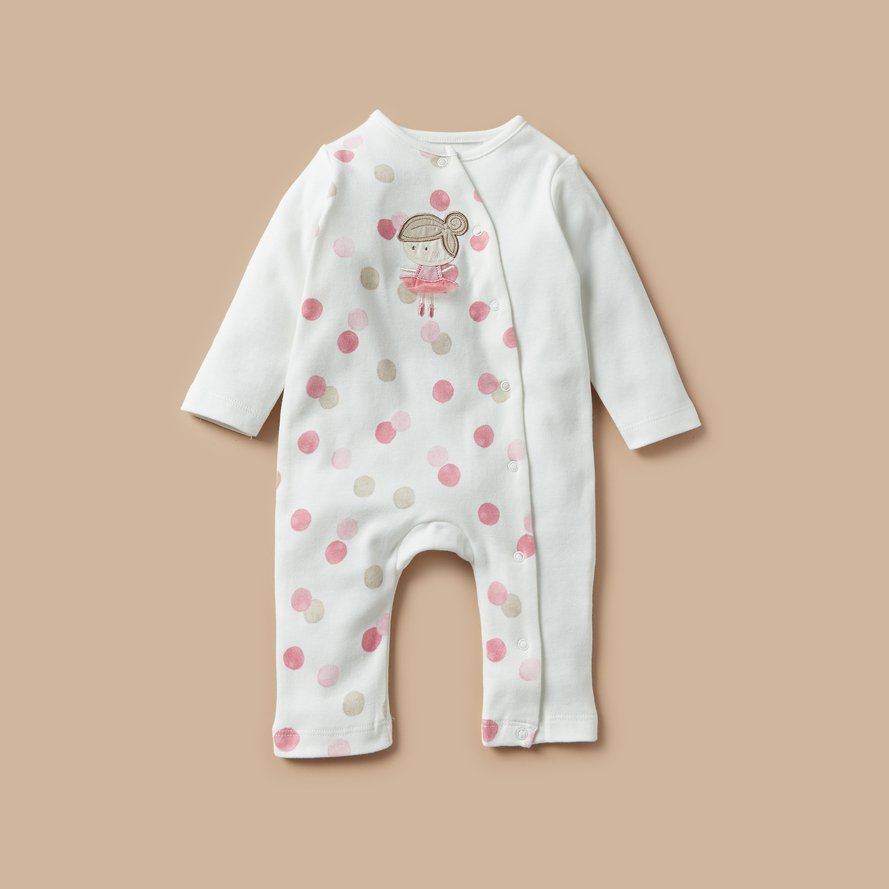 Juniors Applique Detail Sleepsuit with Long Sleeves-baby-girls-clothing-nightwear-sleepsuits-image-1